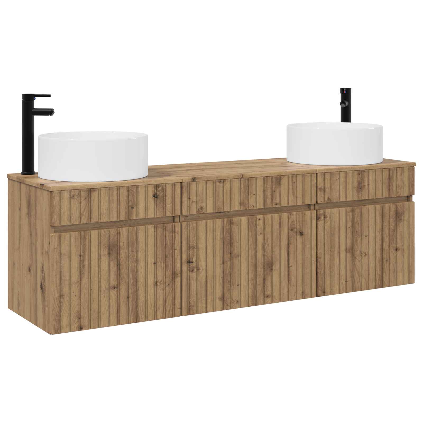 Badezimmerschrank-set 3 Stk. Artisan-eiche 49 X 44,5 X 65,5 Cm Vidaxl