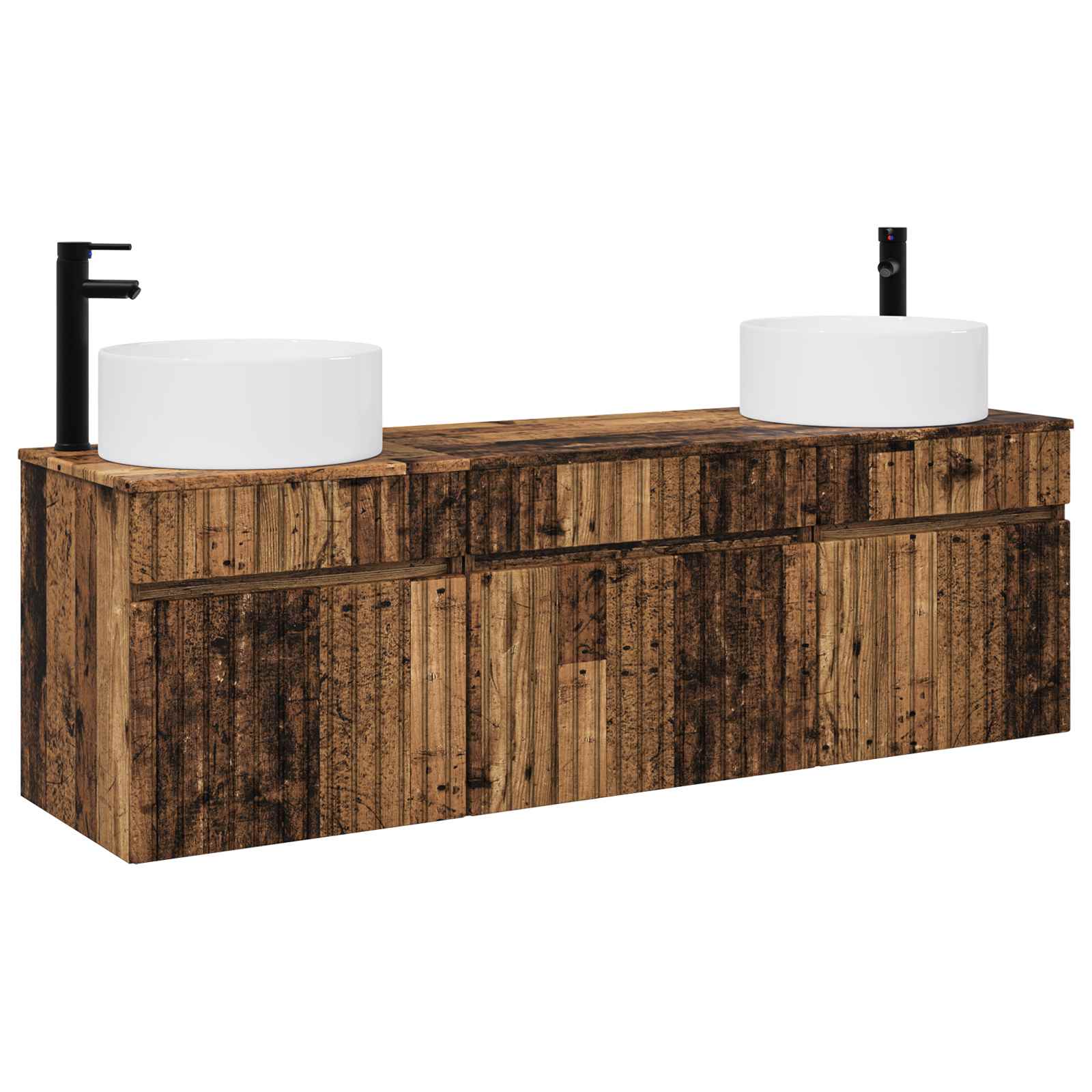 Badezimmerschrank-set 3 Stk. Altholz 49 X 44,5 X 65,5 Cm Vidaxl