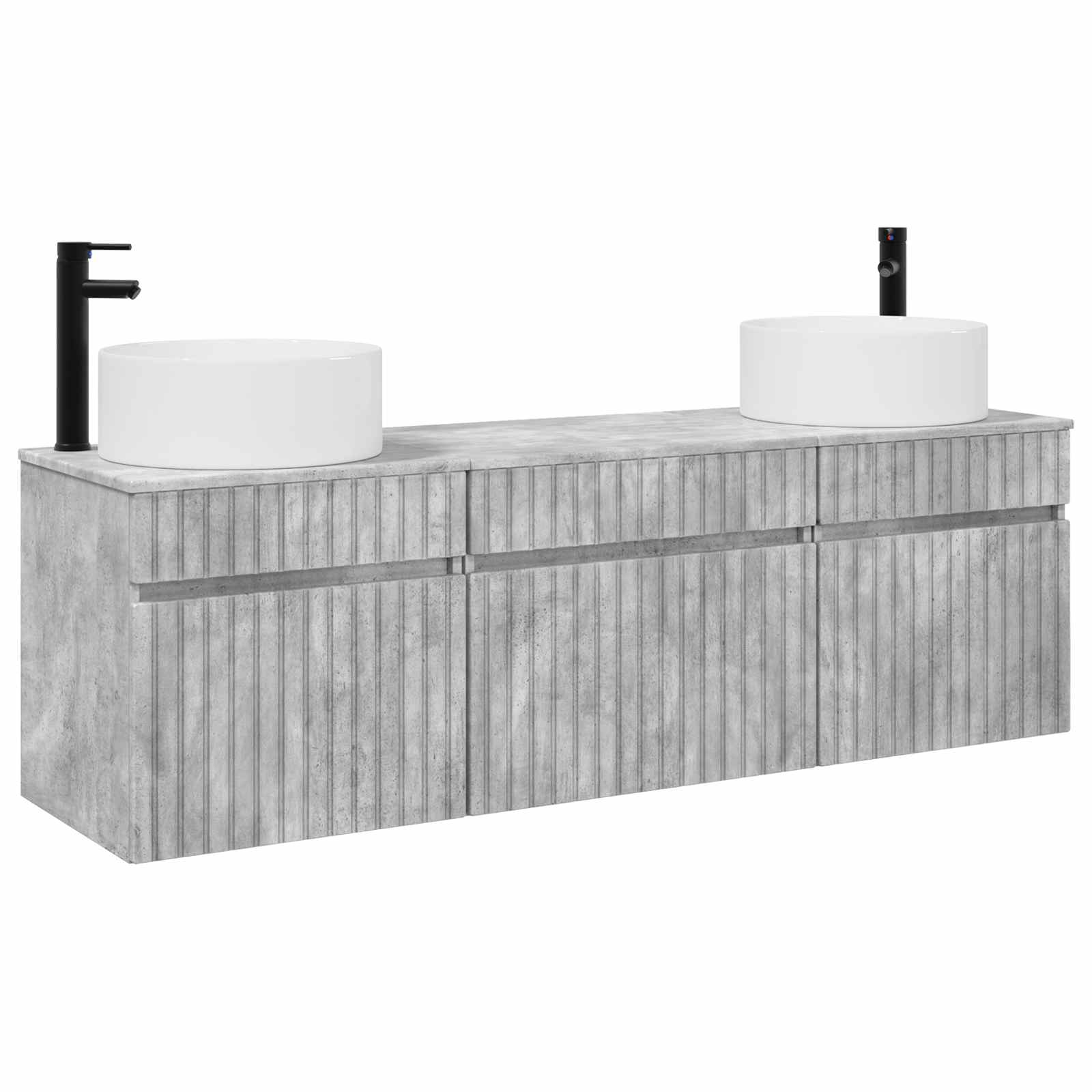 Badezimmerschrank-set 3 Stk. Betongrau 49 X 44,5 X 65,5 Cm Vidaxl