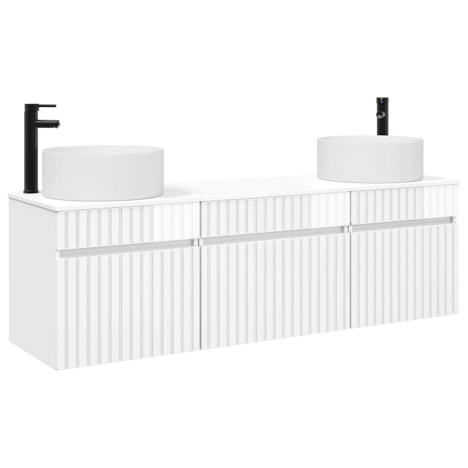 Badezimmerschrank-set 3 Stk. Hochglanz Weiß 49 X 44,5 X 65,5 Cm Vidaxl