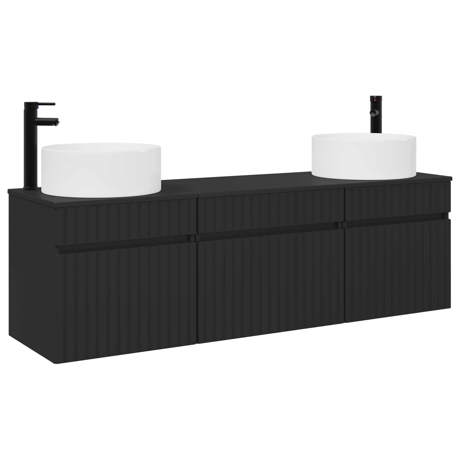 Badezimmerschrank-set 3 Stk. Schwarz 49 X 44,5 X 65,5 Cm Vidaxl