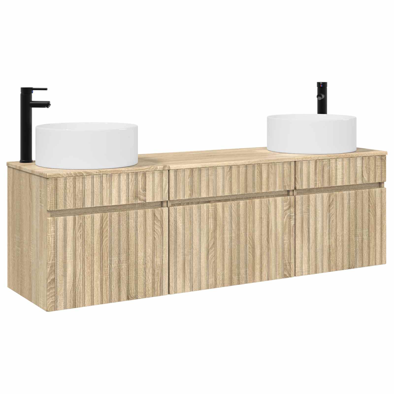 Badezimmerschrank-set 3 Stk. Sonoma-eiche 49 X 44,5 X 65,5 Cm Vidaxl