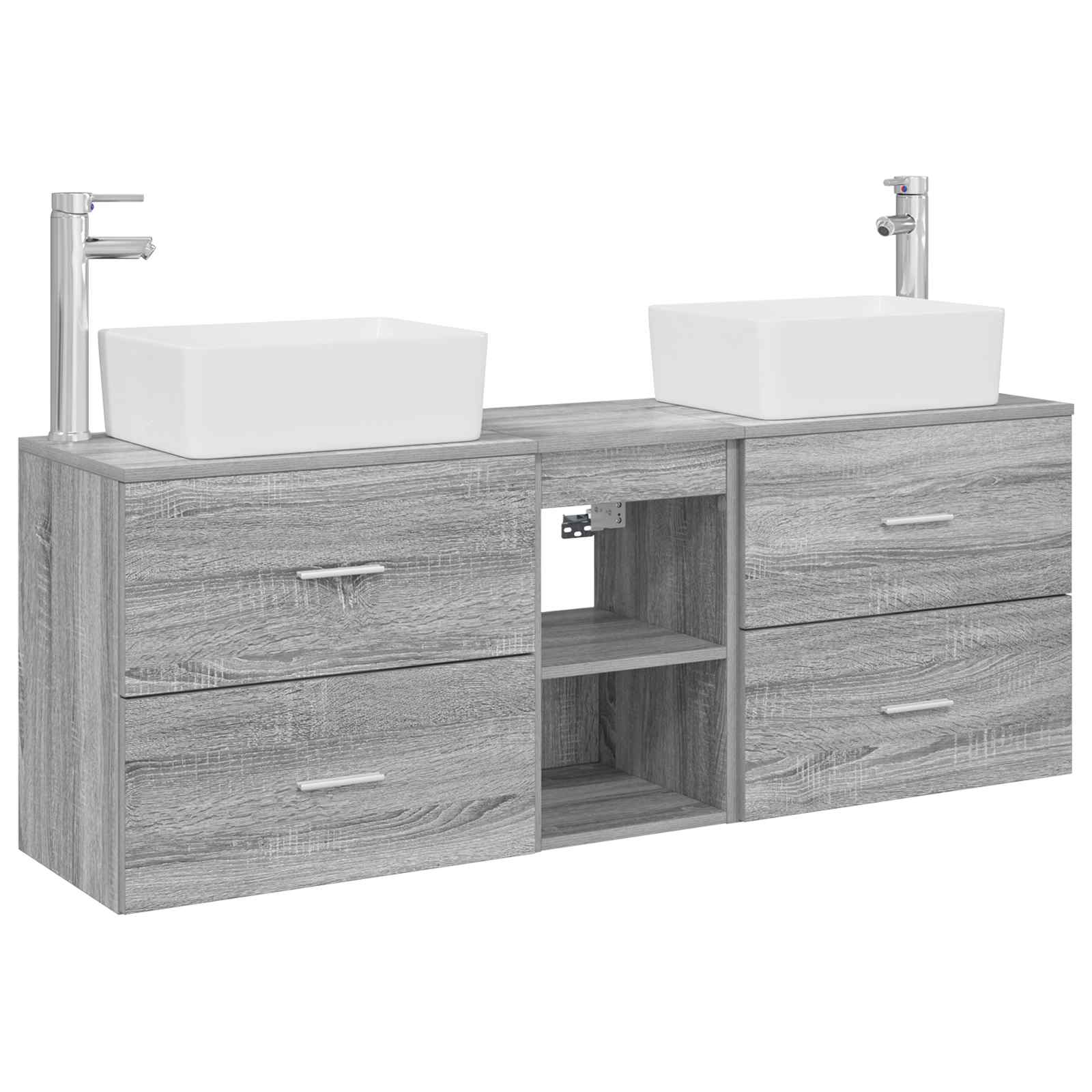 Badezimmerschrank-set 3 Stk. Grau Sonoma 53 X 34,5 X 63 Cm Vidaxl
