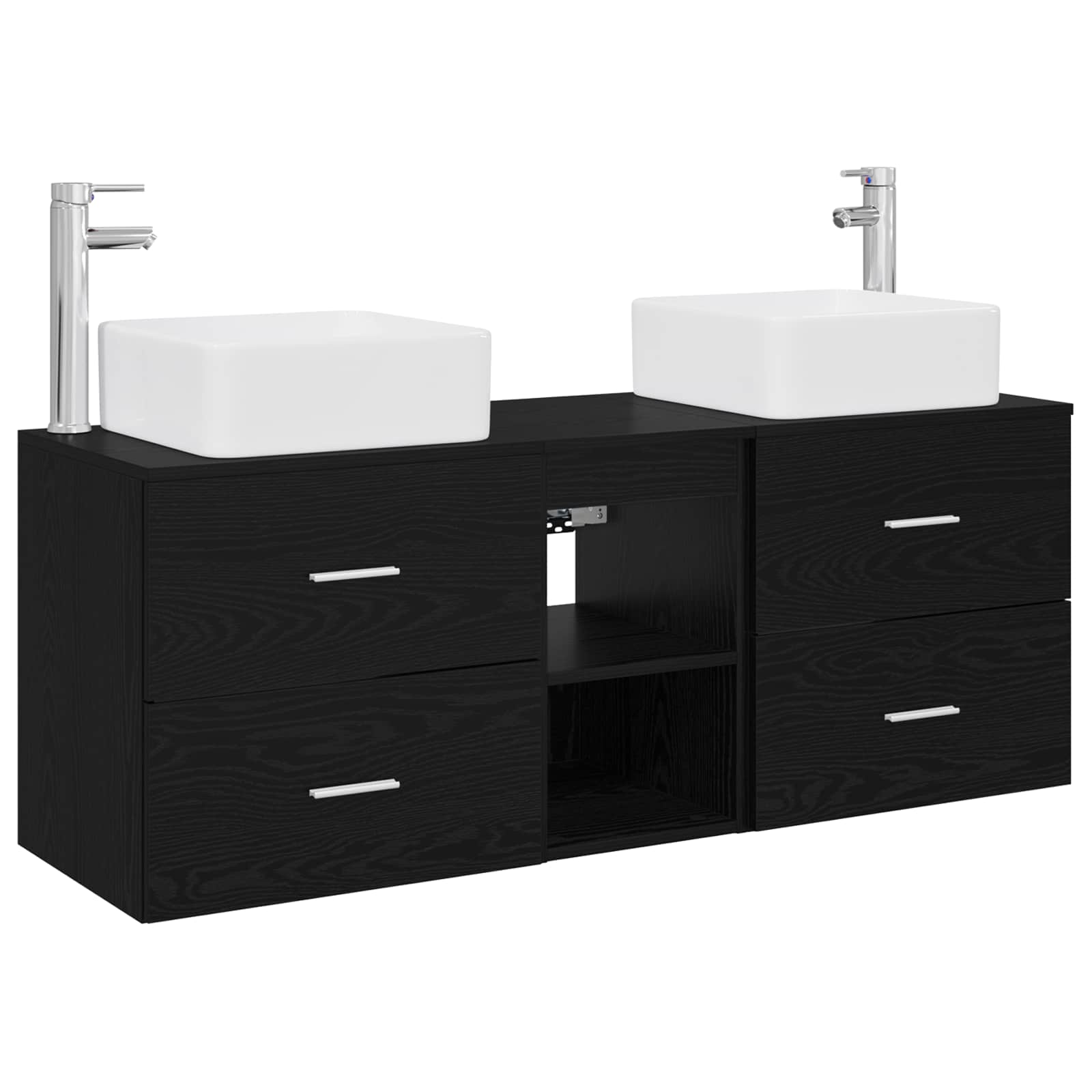 Badezimmerschrank-set 3 Stk. Schwarze Eiche 49,5 X 41 X 63 Cm Vidaxl