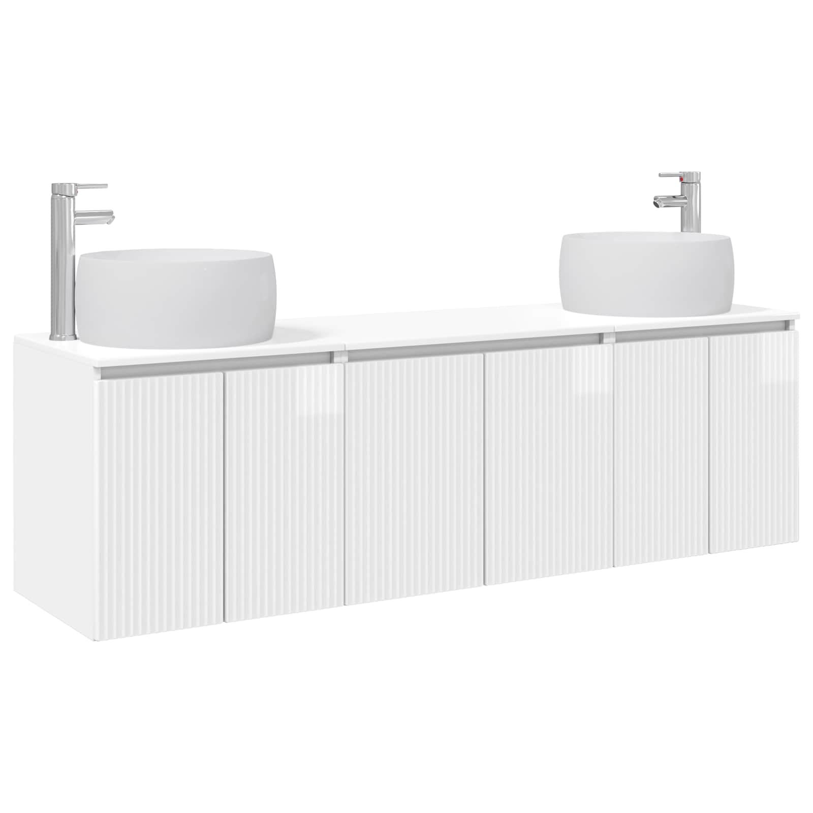 Badezimmerschrank-set 3 Stk. Hochglanz Weiß 49,5 X 44,5 X 66 Cm Vidaxl