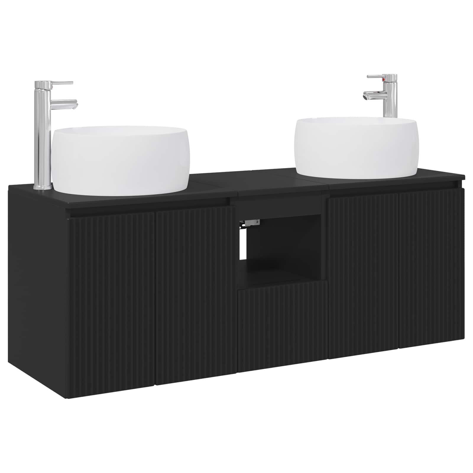 Badezimmerschrank-set 3 Stk. Schwarz 49,5 X 44,5 X 66 Cm Vidaxl