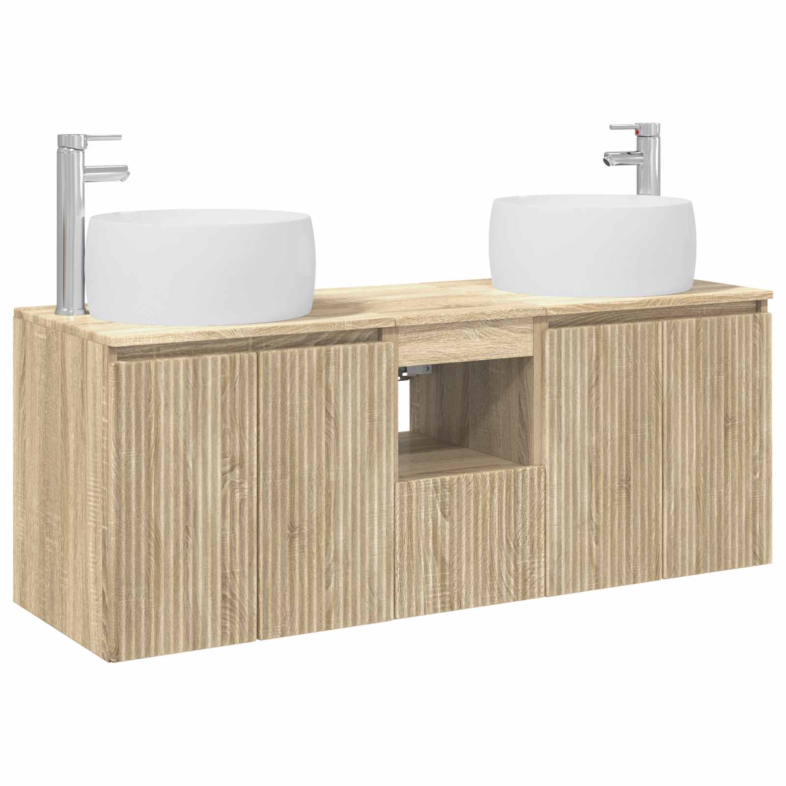 Badezimmerschrank-set 3 Stk. Sonoma-eiche 49,5 X 44,5 X 66 Cm Vidaxl