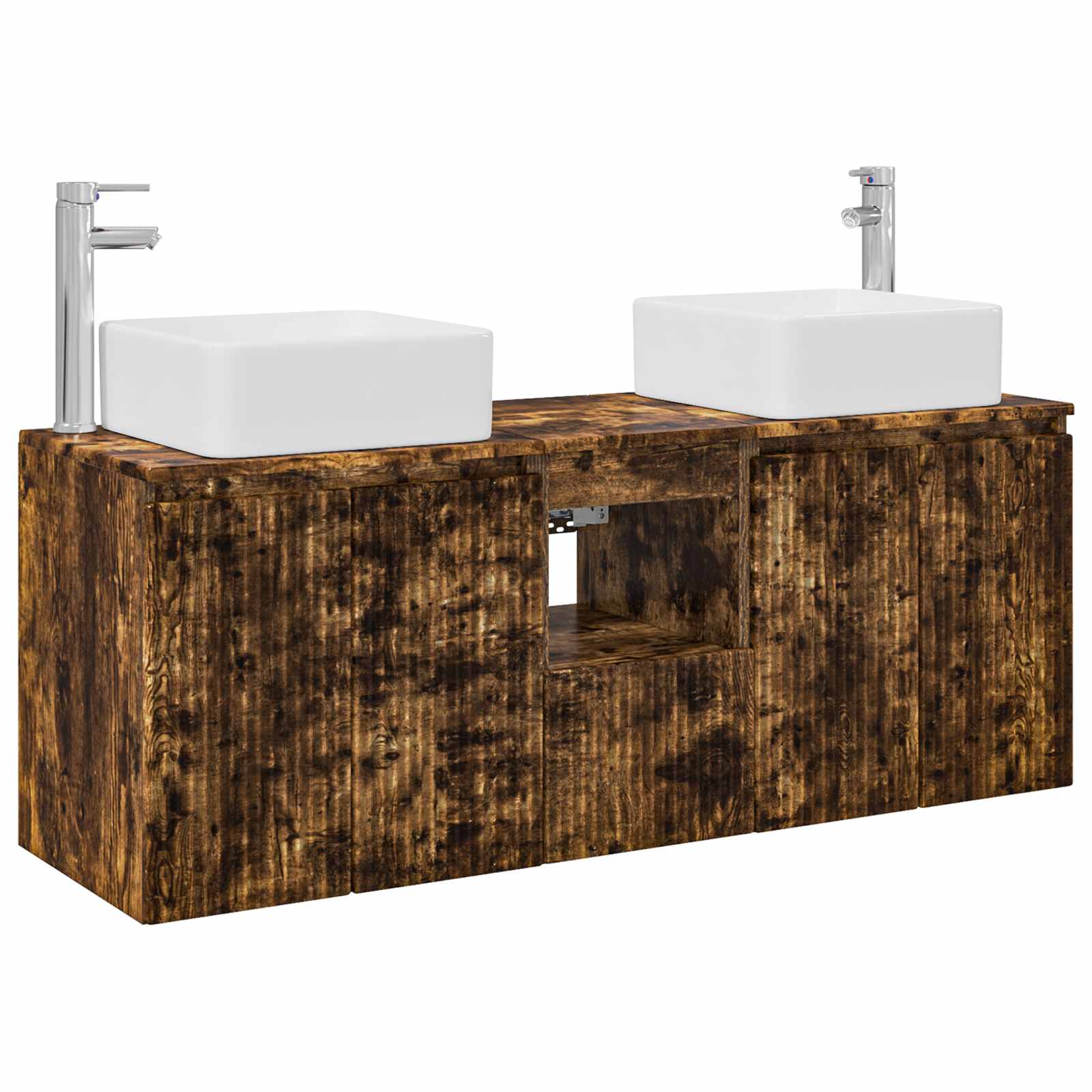 Badezimmerschrank-set 3 Stk. Geräucherte Eiche 53 X 35 X 63 Cm Vidaxl