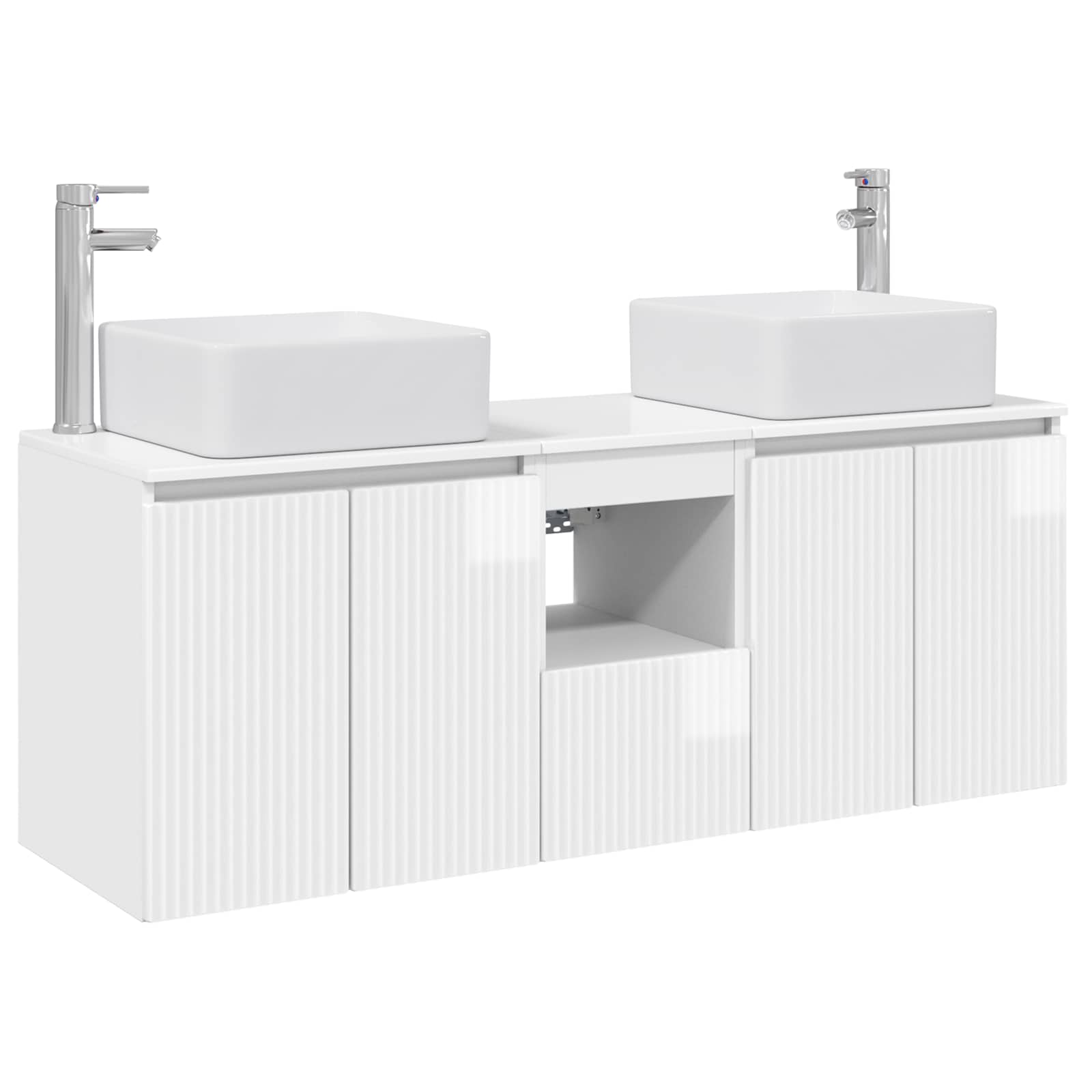 Badezimmerschrank-set 3 Stk. Hochglanz Weiß 53 X 35 X 63 Cm Vidaxl