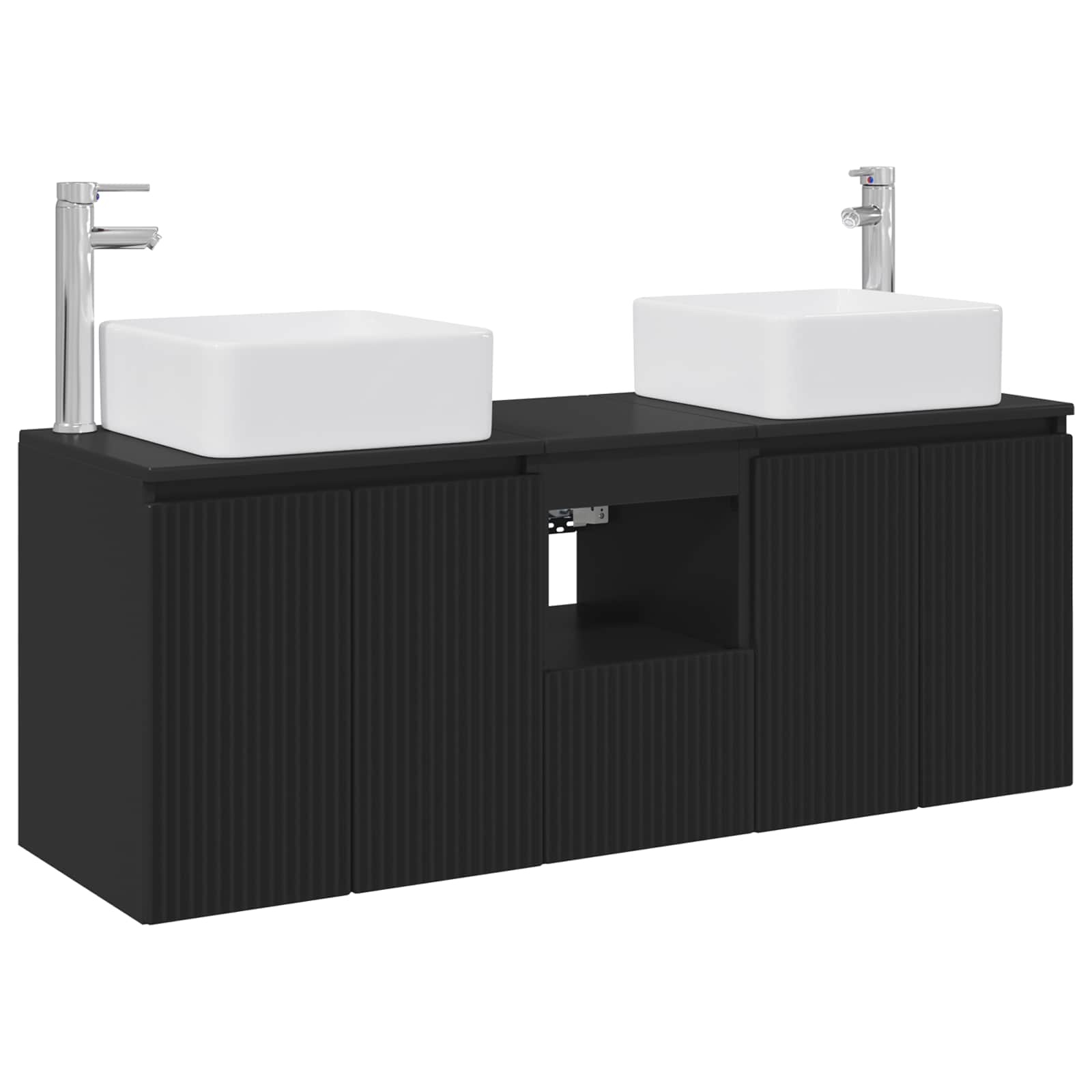 Badezimmerschrank-set 3 Stk. Schwarz 53 X 35 X 63 Cm Vidaxl