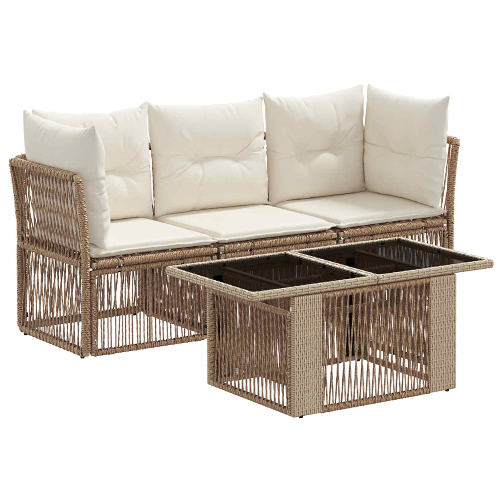 Gartensofa-set 4 Stk. Beige Poly-rattan Vidaxl