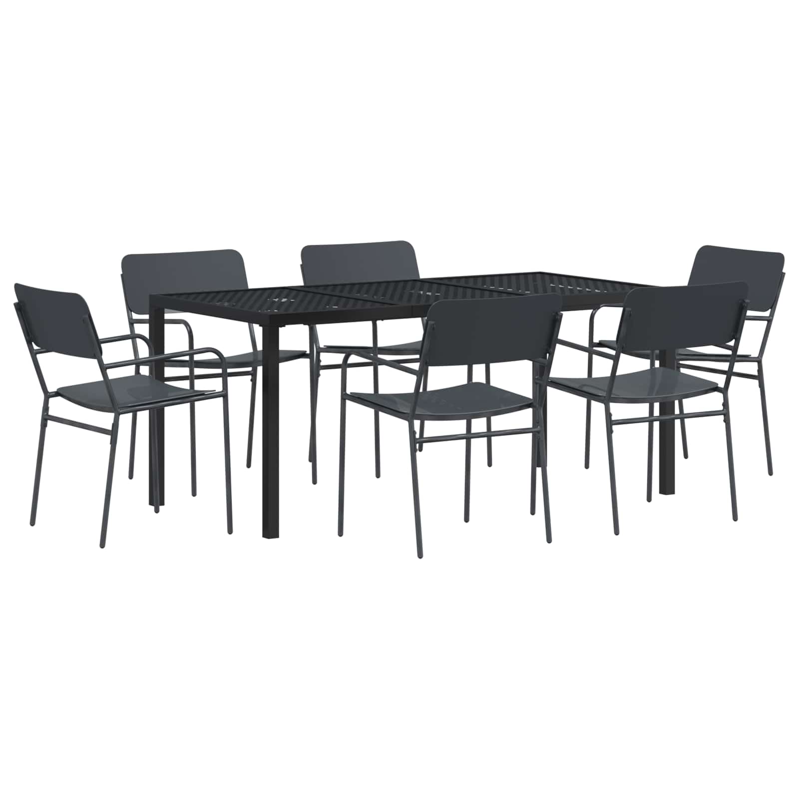 Gartenmöbel Set 7 Stk. Anthrazit Stahl Vidaxl