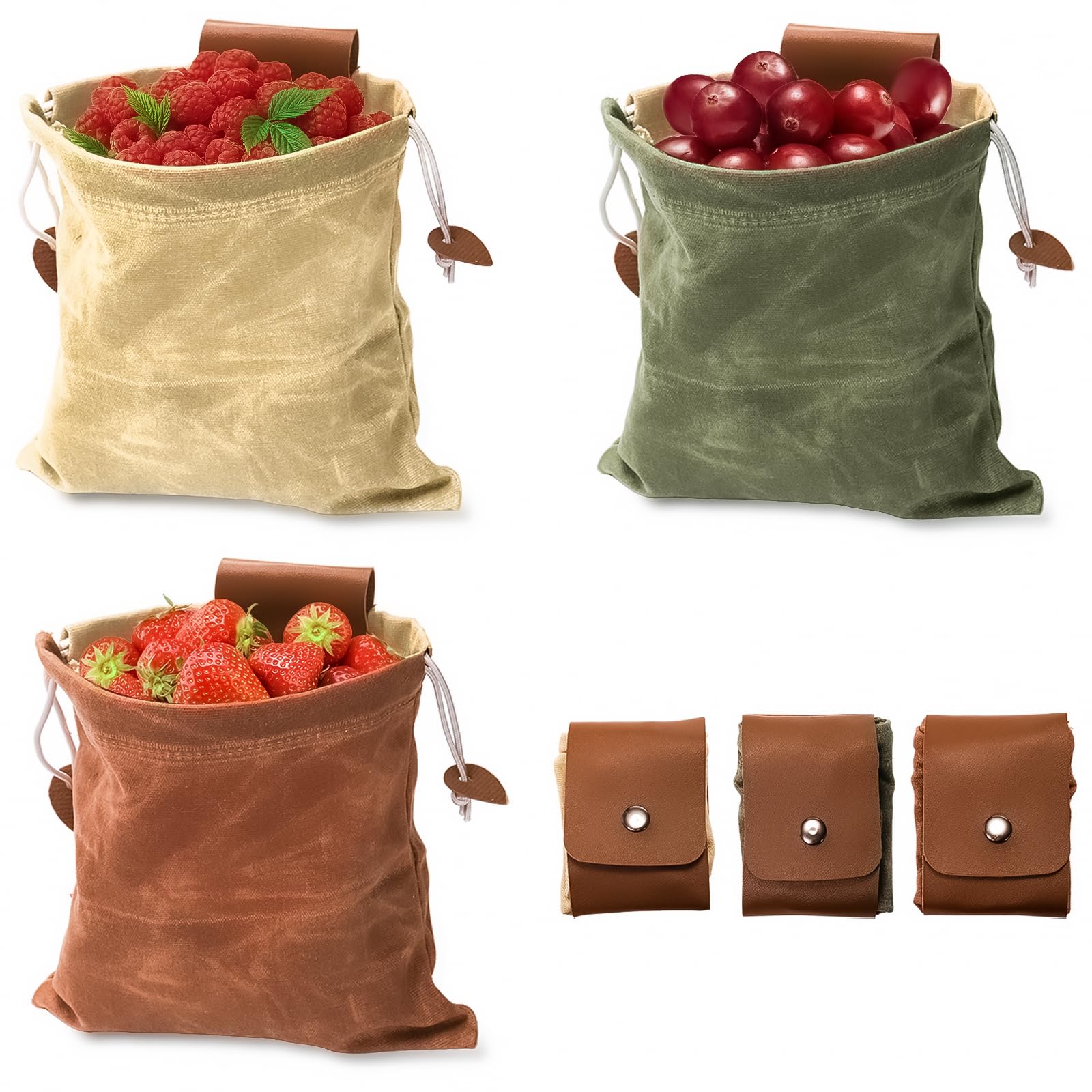 Faltbarer Proviantbeutel Aus Gewachstem Canvas Oder Leder, Ideal Zum Campen, Wandern, Jagen Und Zur Aufbewahrung Von Vorräten. Erhältlich In 3 Farben.