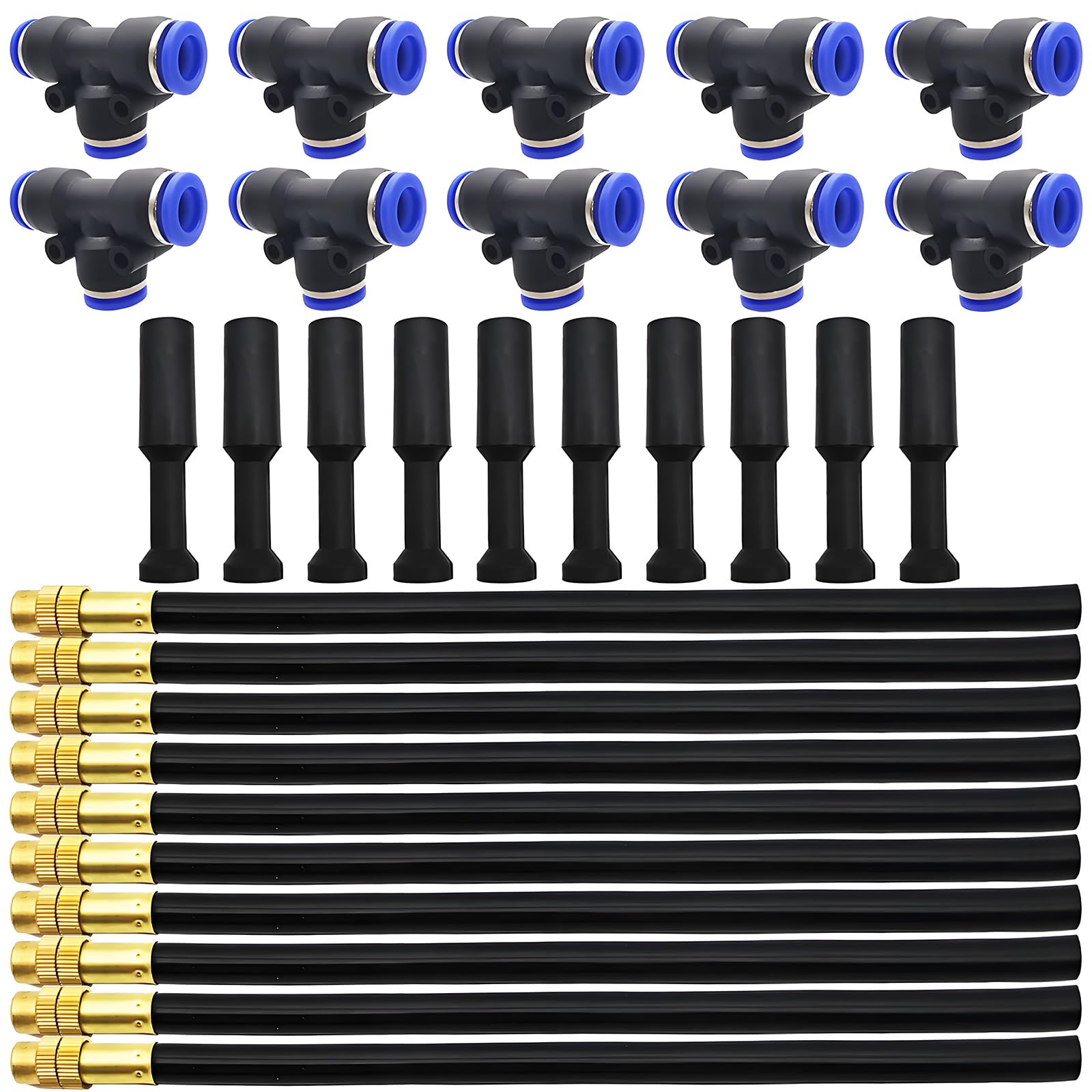 Ein Sprühsystem Mit 10 Zerstäubungsdüsen Von 20 Cm Durchmesser, Inklusive 10 T-stücken Und 10 Bewässerungsstopfen, Geeignet Zur Bewässerung Von Gewächshausrasen.