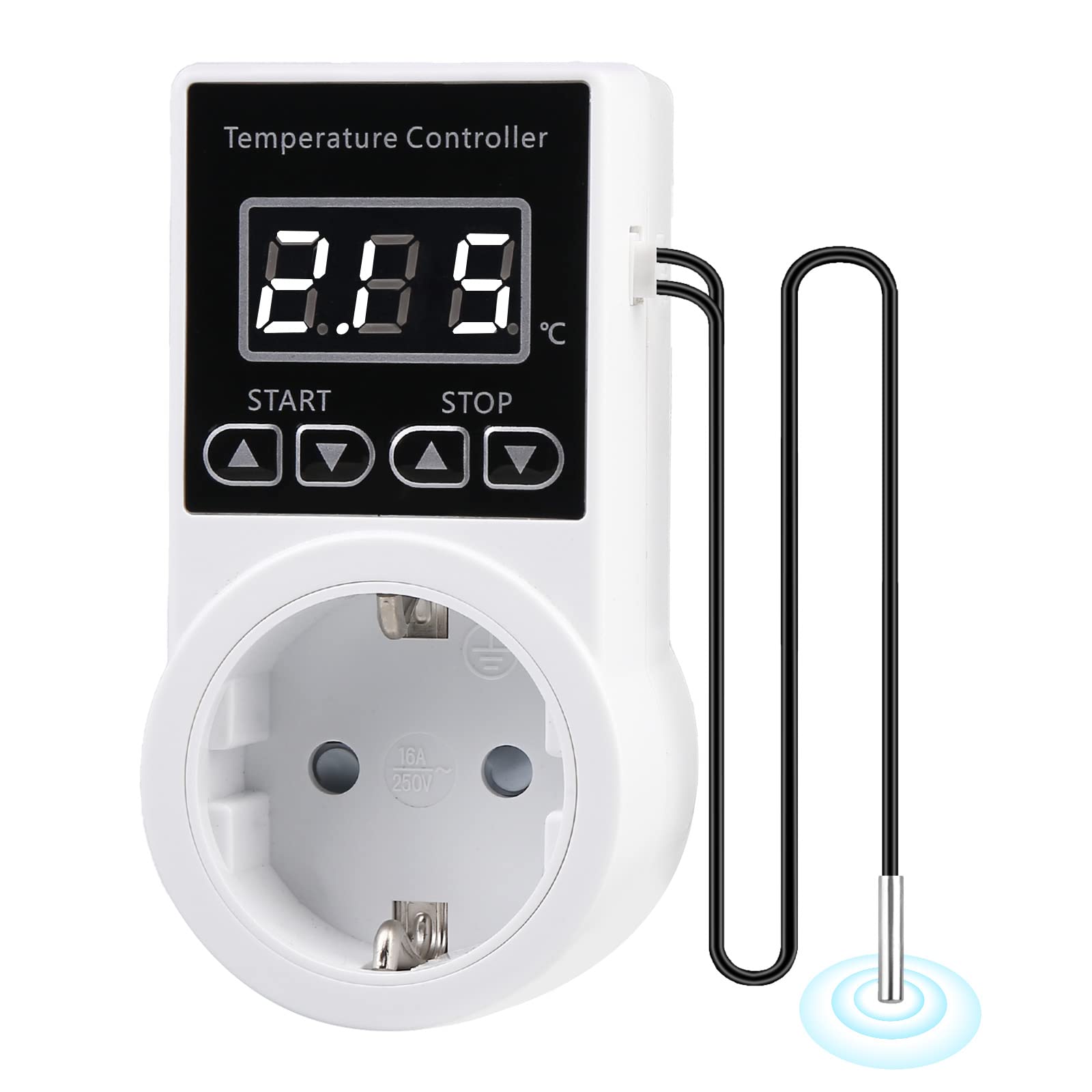 X Digitaler Thermostatischer Temperaturregler Mit Sonde, Digitaler Temperaturregler Mit Lcd-bildschirm Für Reptilien, Inkubatoren, Gewächshäuser, Aquakultur
