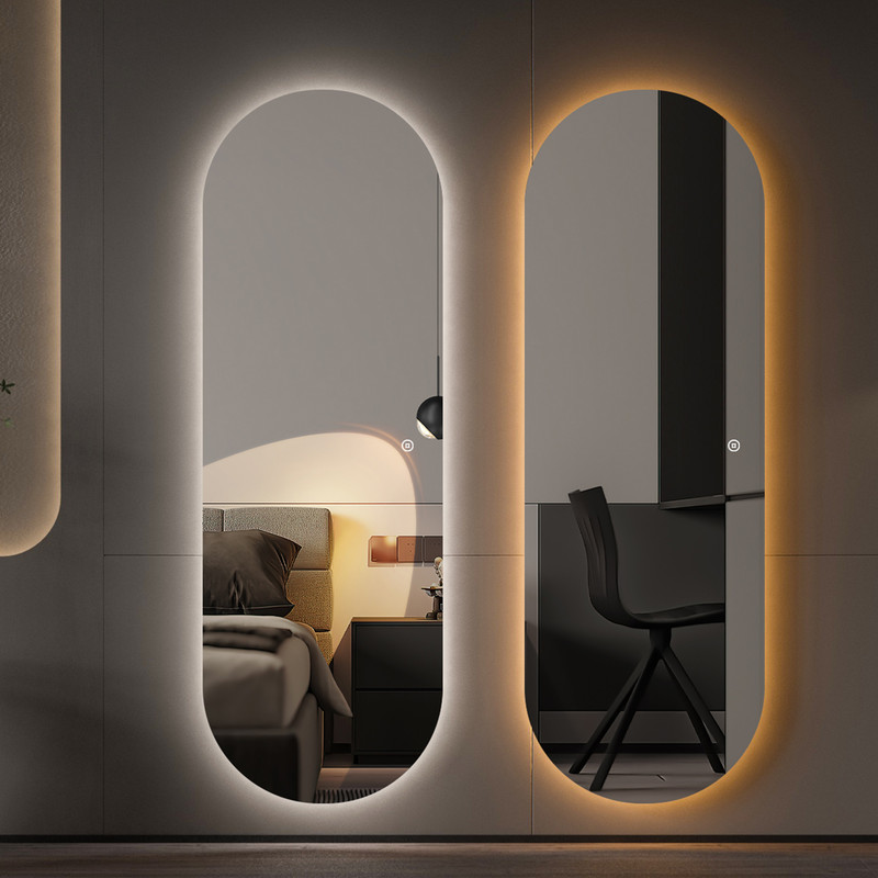 Oval Ganzkörperspiegel Mit Beleuchtung 160x60 Cm Led Standspiegel Ovaler Spiegel Mit Beleuchtung Für Hotel Friseursalon Beauty Studio Wohnzimmer