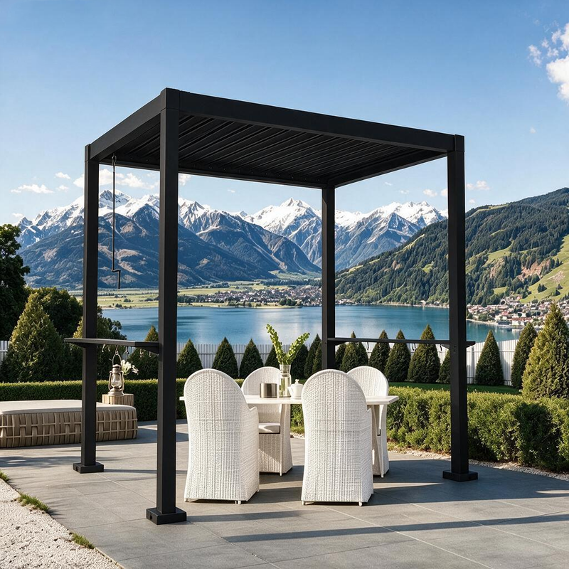 Wdwritti 2,4x1,8m Grillpavillon Gartenpavillon Metall Pergola Pavillon Mit Lamellendach Terrassenüberdachung Für Terrasse, Deck & Garten, Anthrazit