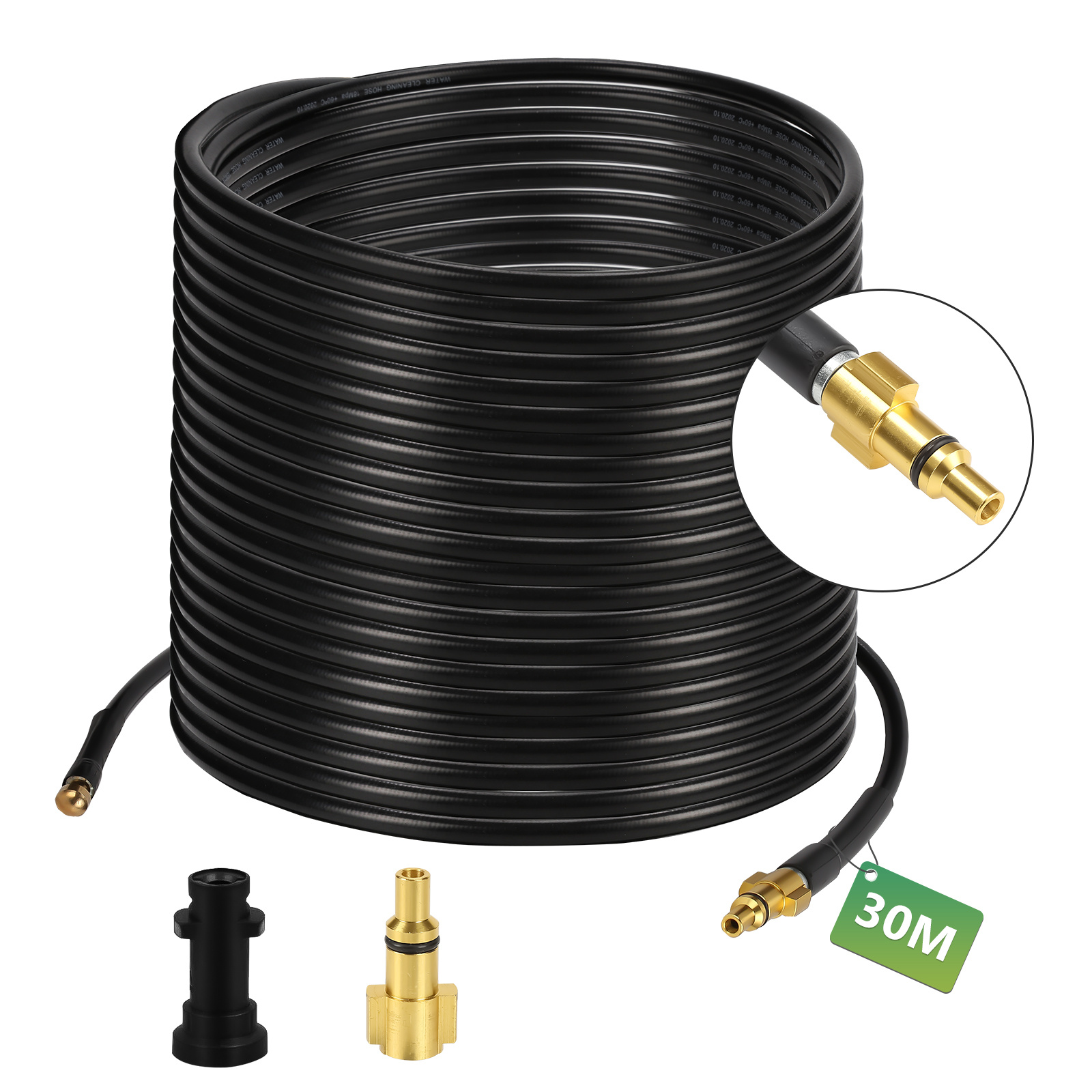 Wolketon Rohrreinigungsschlauch Set Abflussreiniger 30 M 180 Bar, Hochdruckreiniger Zubehör Mit M22 Adapter, 4 Rückstrahldüsen, Für Abflussrohr & Regenrinne