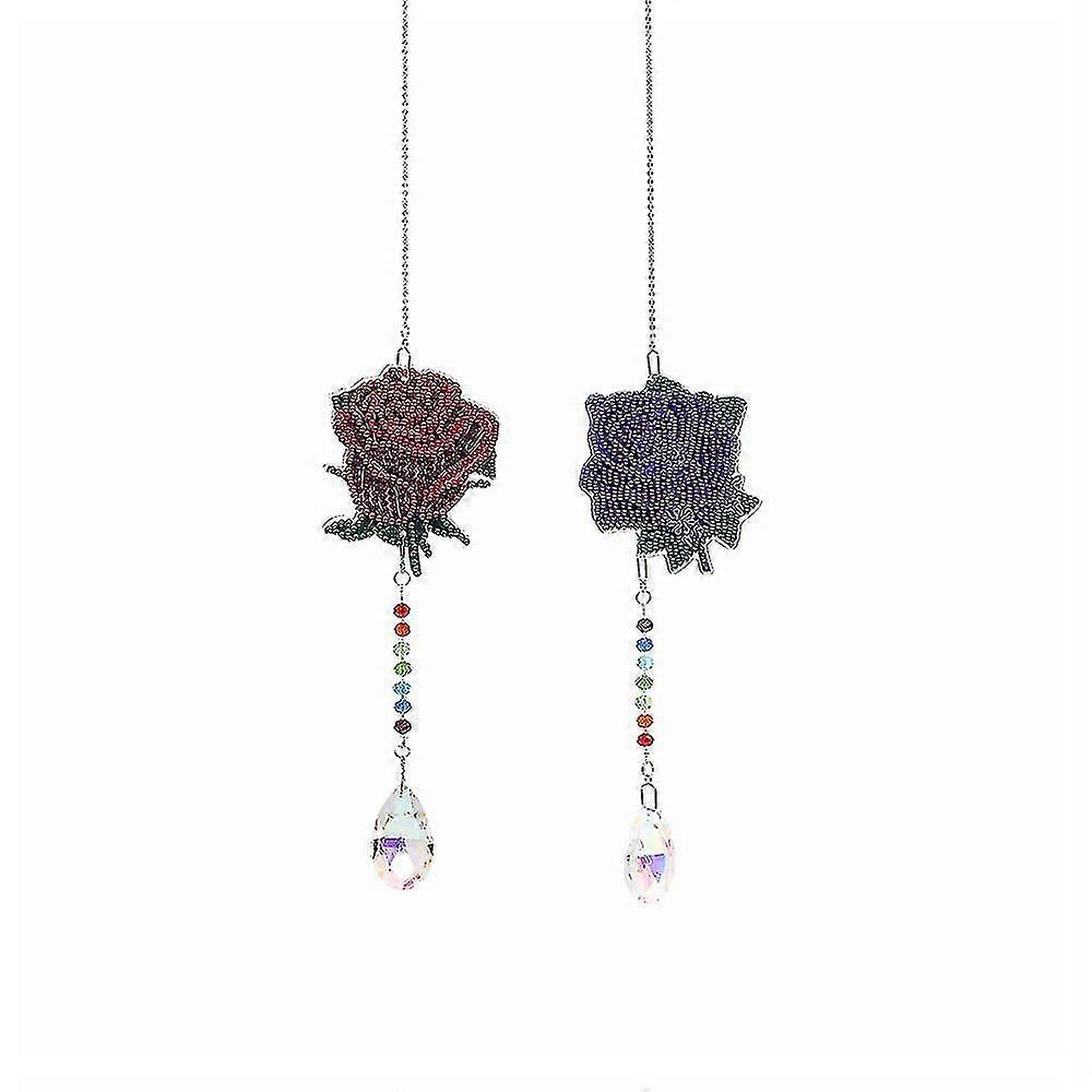 2er-pack Diamantmalerei Diy Fensterdekoration Kristall-kronleuchter Windspiel Anhänger Für Haus Und Garten (stil 1)