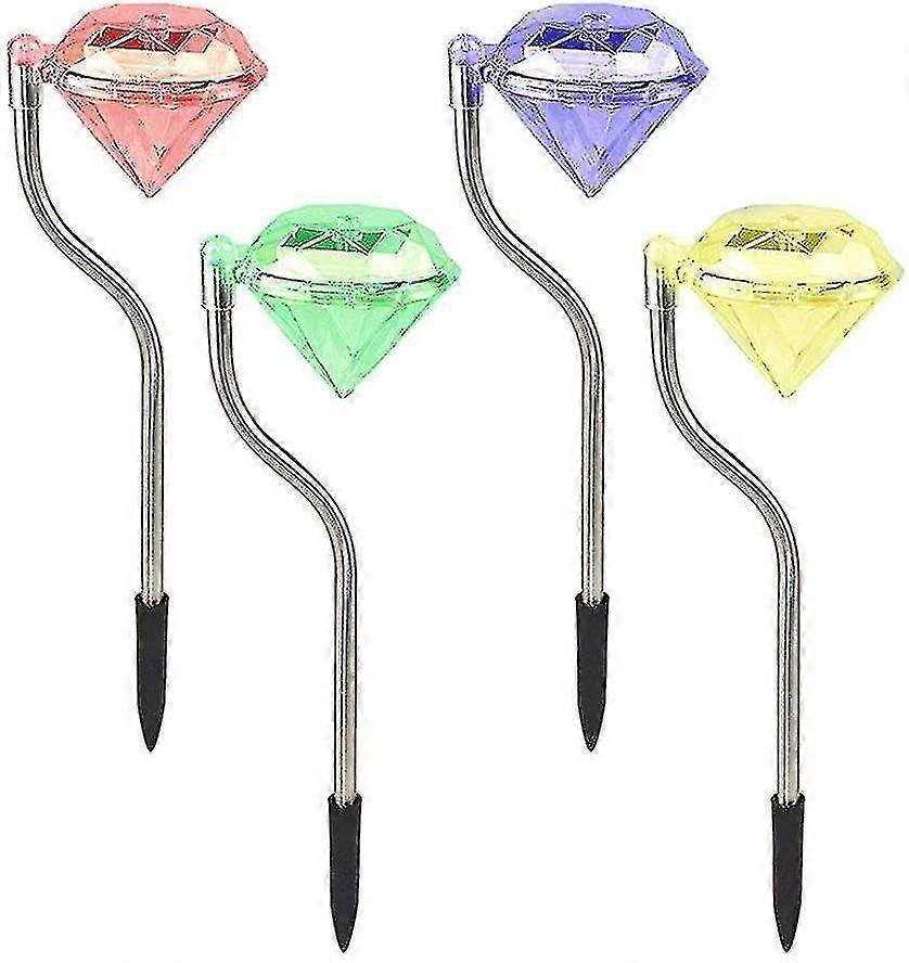 4er-pack Led-solar-diamant-gartenleuchten Mit Farbwechsel Für Rasen, Landschaft Und Wege