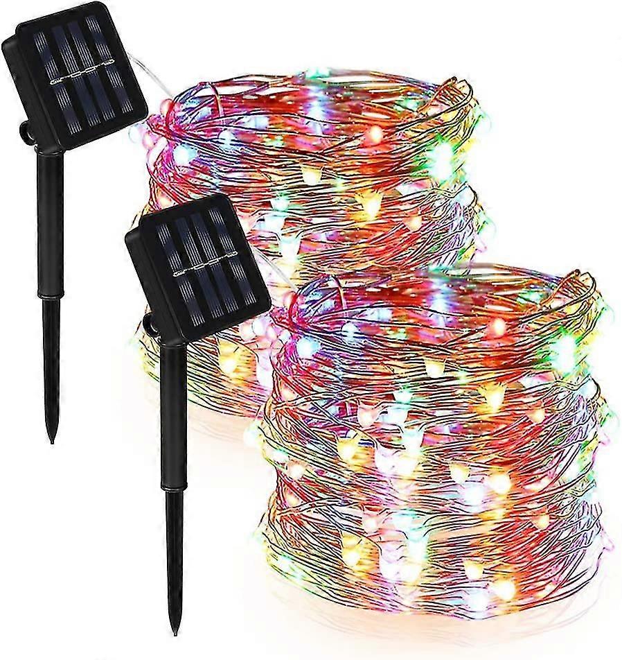 [2er-set] Solar-lichterkette Für Garten, Balkon, Hochzeit, Party (mehrfarbig), 12 M, 120 Leds, 8 Verschiedene Muster