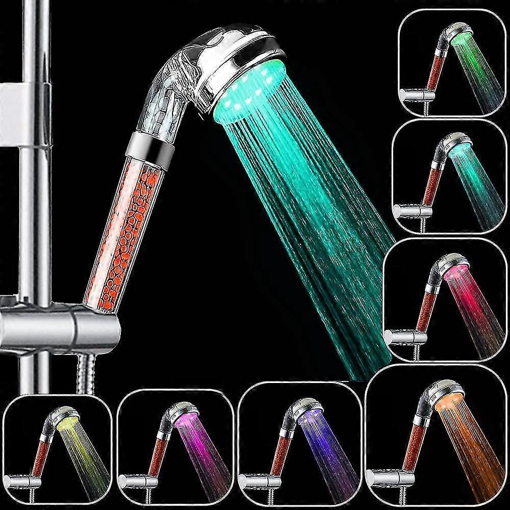 Led-duschkopf, Farbwechselnder Led-duschkopf, Kein Netzteil Erforderlich, Hoher Wasserdruck, Wassersparend, 7 Zufällig Wechselnde Farben