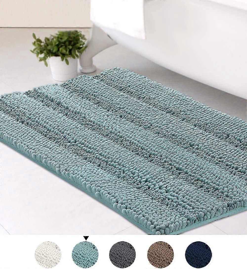 Luxuriöse, Gestreifte Wc-matte, Extra Weich, Saugfähig, Flauschig, Schnelltrocknend, Waschbar, Für Badewanne/wc/dusche, Eierschalenblau, 2 Stück