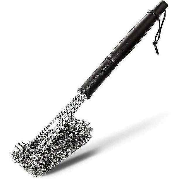 Grillbürste Und Schaber Aus Edelstahldraht, Geeignet Für Gas- Und Holzkohlegrills, Schwarz/silber, 1 Stück