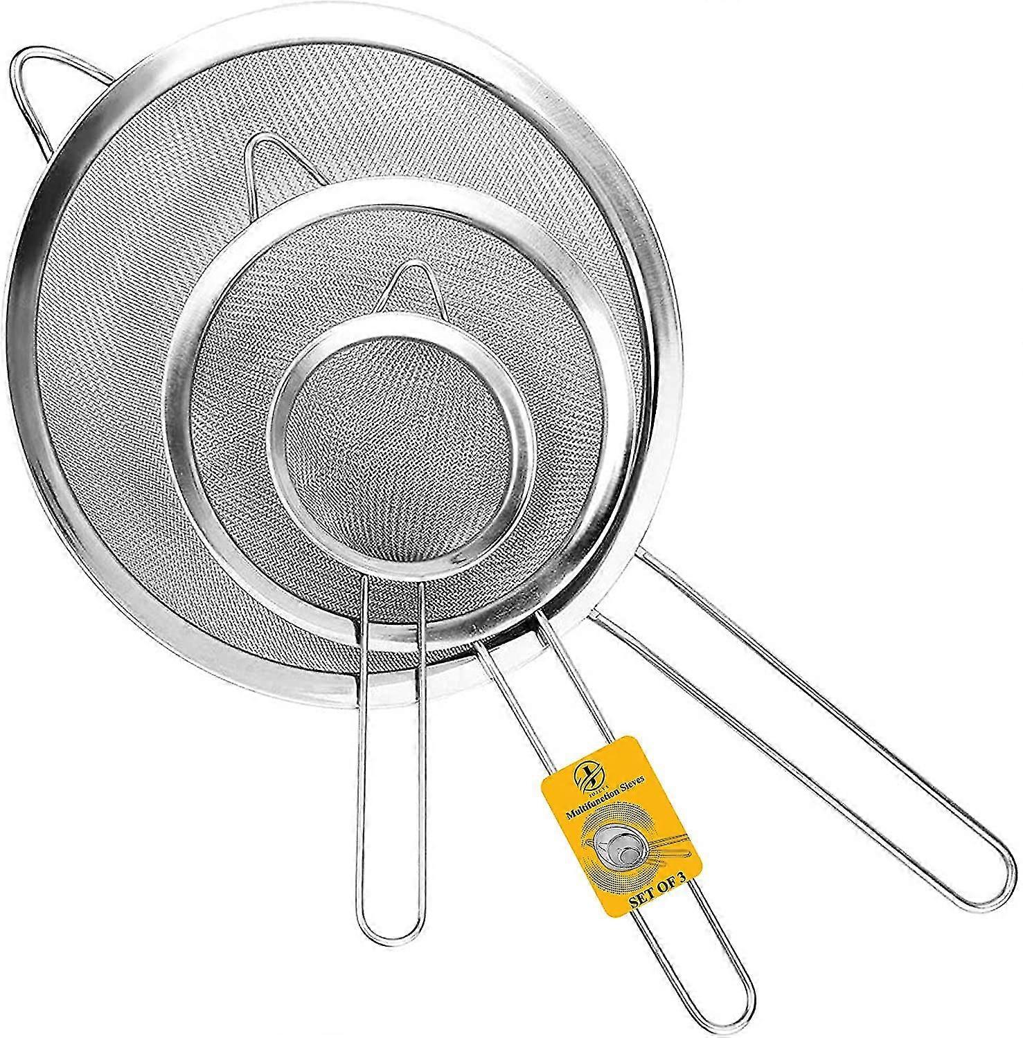 Siebset In Drei Verschiedenen Größen – Metallsieb Aus Edelstahl, Feinmaschiges Sieb – Küchensieb Aus Edelstahl