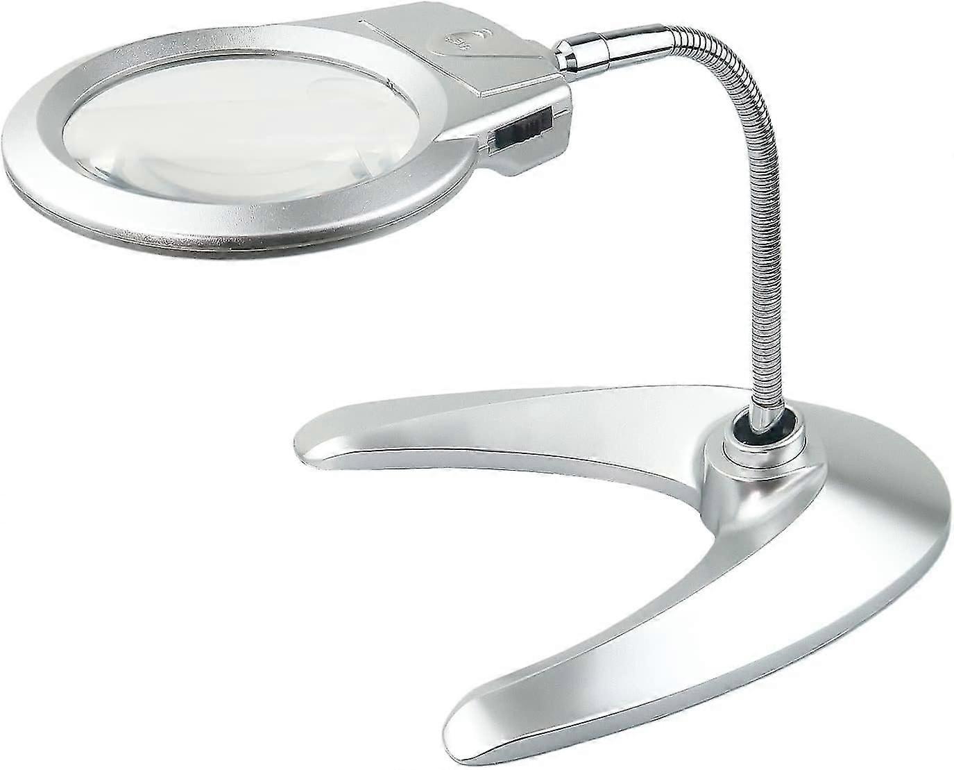 Lupe Mit Licht Und Ständer, Beleuchtete Tischlupe, 2x/5x-leuchtlupe Mit 2 Ultrahellen Leds, Freihändige Leselupe