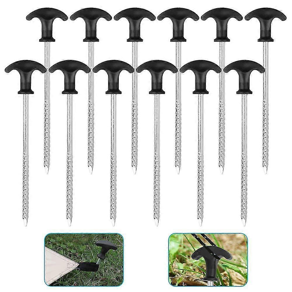 12 Stück Zeltnägel Aus Eisen, 21 Cm Lang, Bodennägel, Campingschrauben, Metallhaken Für Zelte Im Freien, Befestigungsnägel Für Zelte, Sonnenschirme, Wald- Und Grasgeländer