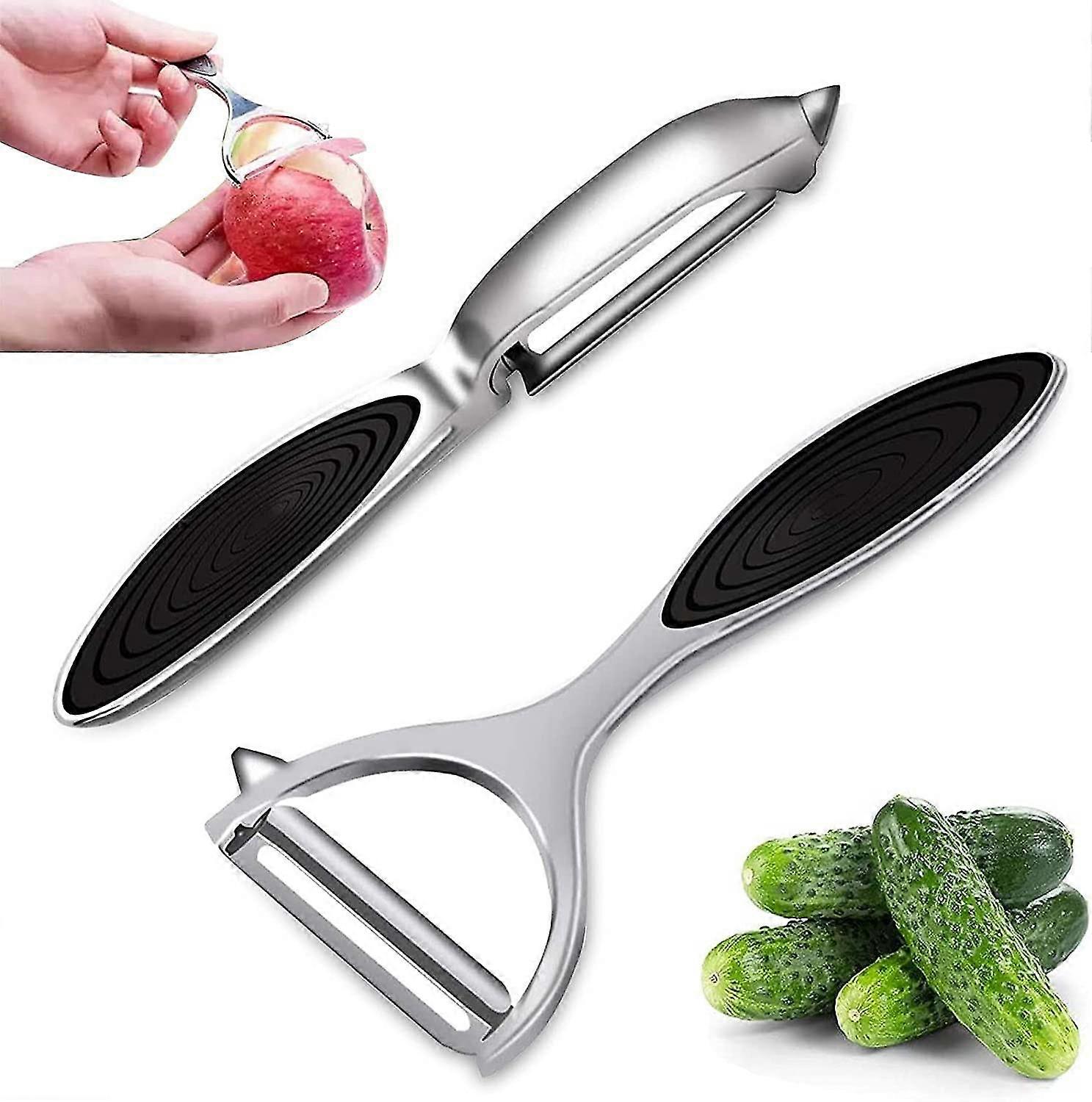 2-teiliges Set Edelstahl-gemüseschäler, Professioneller Gemüseschäler, Obstschäler, Mit Ergonomischem, Rutschfestem Griff
