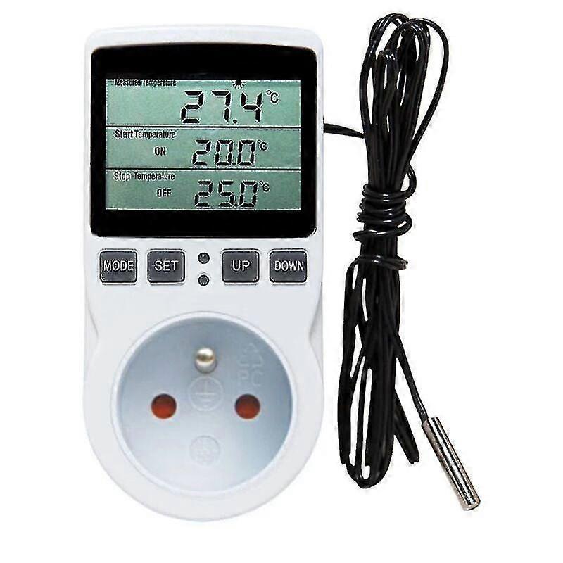 Thermostatsteckdose, Temperaturregler, Programmierbarer Digitaler Timer Mit Sonde, Thermostatsteckdose, Heizung Für Gewächshäuser Und Aquarien (1 Stück)