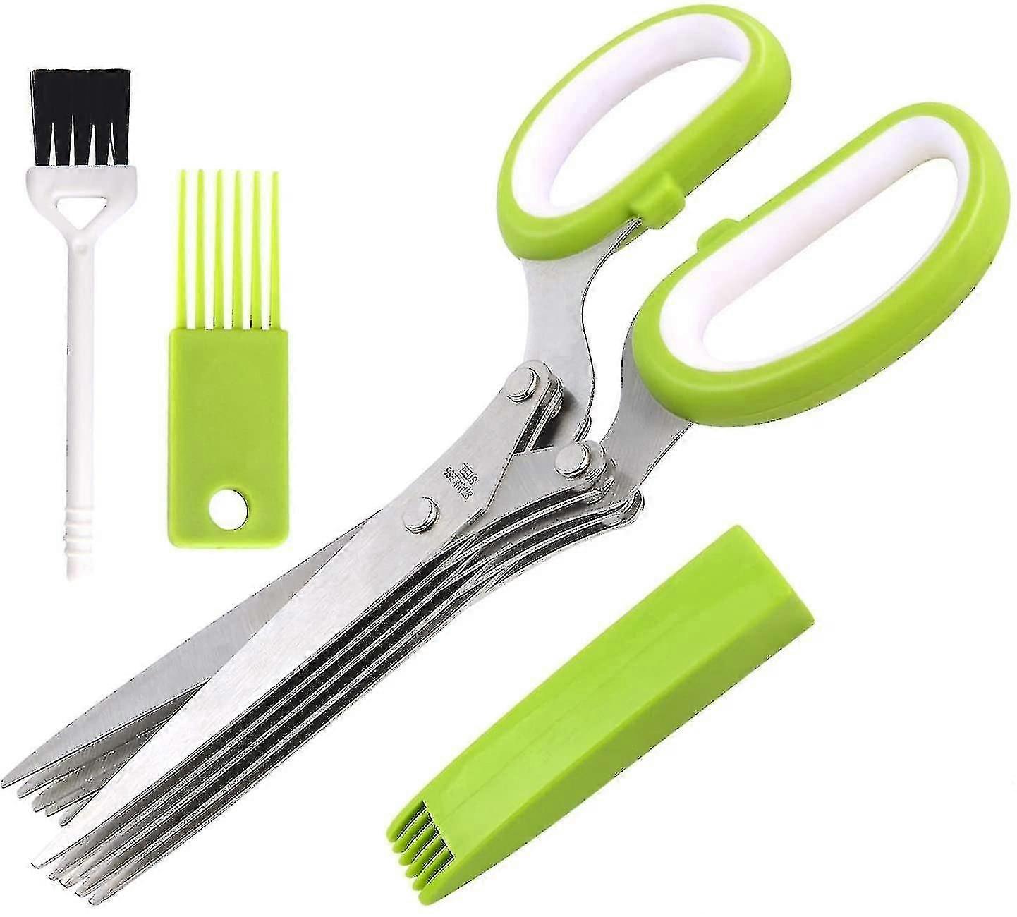 Kräuterschere-set, Praktisches Küchenhelfer-geschenk, Küchenschere Mit 5 Klingen Aus Edelstahl +