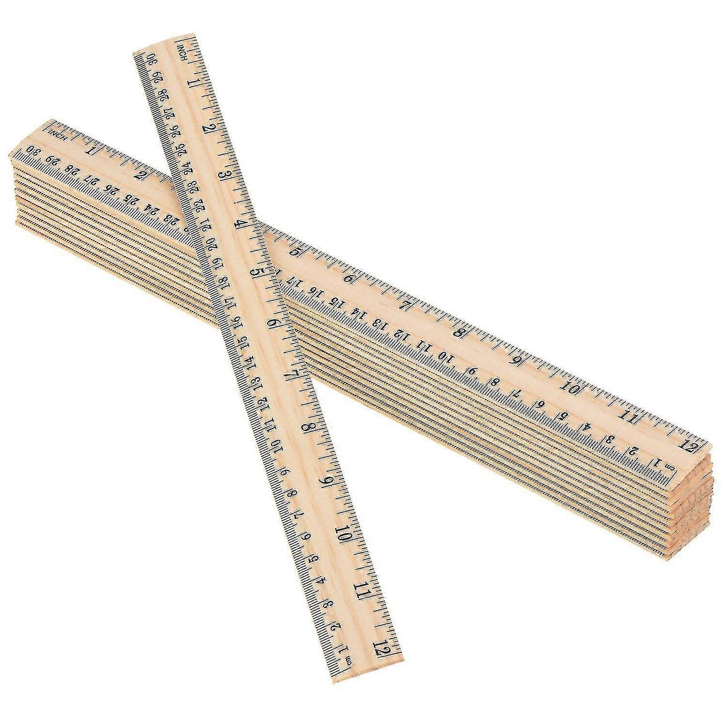 12 X Holzlineale, Schülerlineale, Schullineale Aus Holz, Bürolineale, Messlineale, 2 Skalen (12 Zoll)