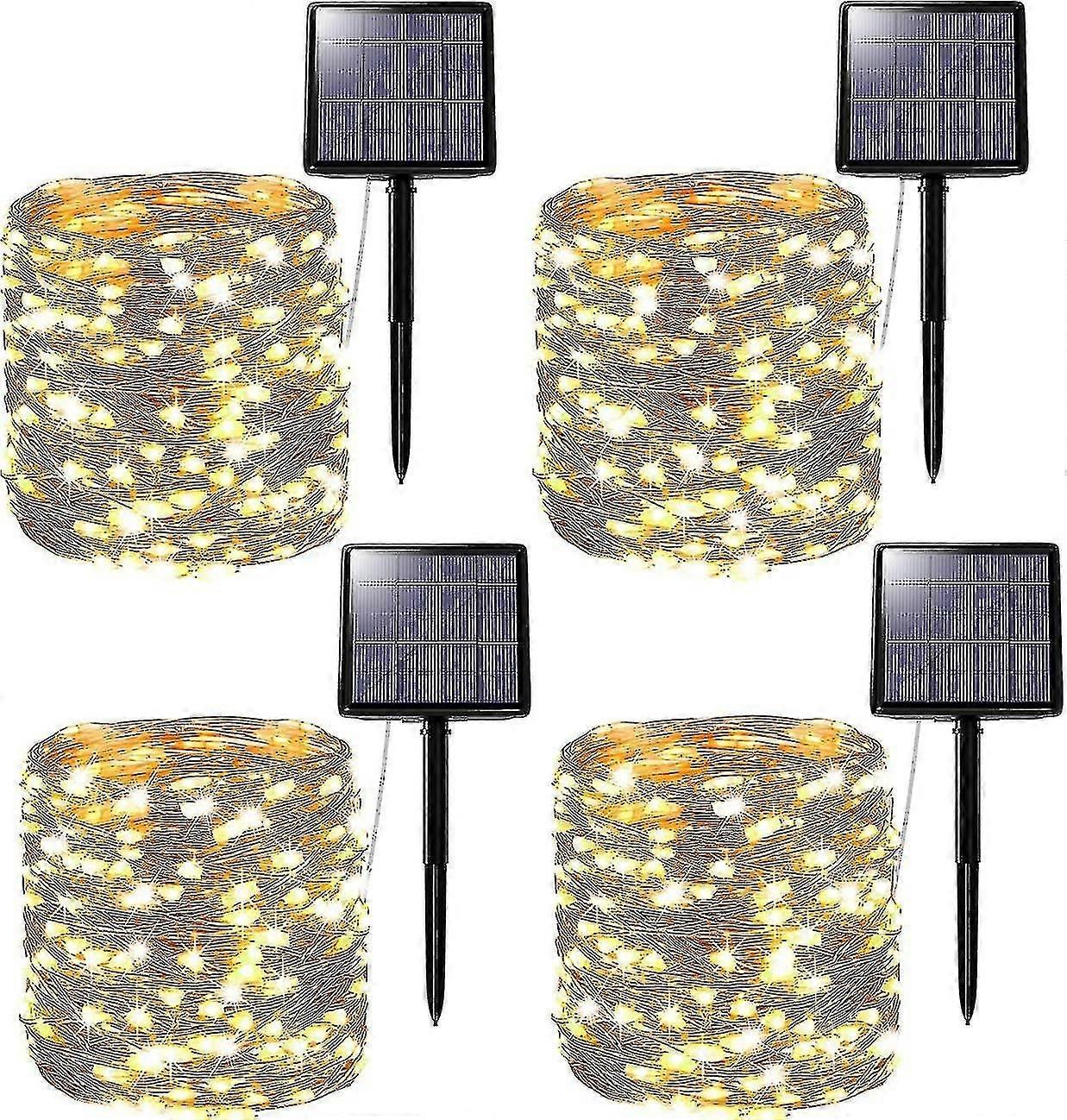 [4-teilig] Solar-lichterkette Für Den Außenbereich, 24 M, 240 Leds, Wasserdicht, Kupferdraht, Für Die Außendekoration