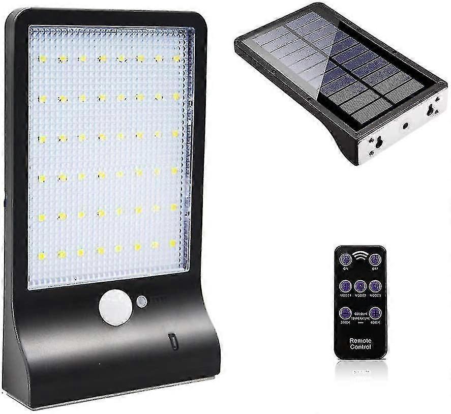 Solar-außenleuchte Mit 48 Leds, Bewegungsmelder, Dimmbar, Mit Kabelloser Fernbedienung, Wasserdicht