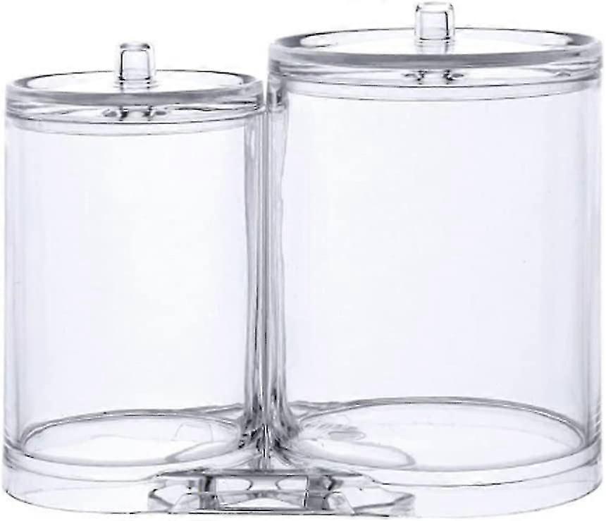 Acryl-wattestäbchenhalter-spender, Doppel-badezimmerbehälter, Spender Für Wattestäbchen, Wattepads, Halter Mit Deckel Für Badezimmer-aufbewahrungsorganizer (transparent)