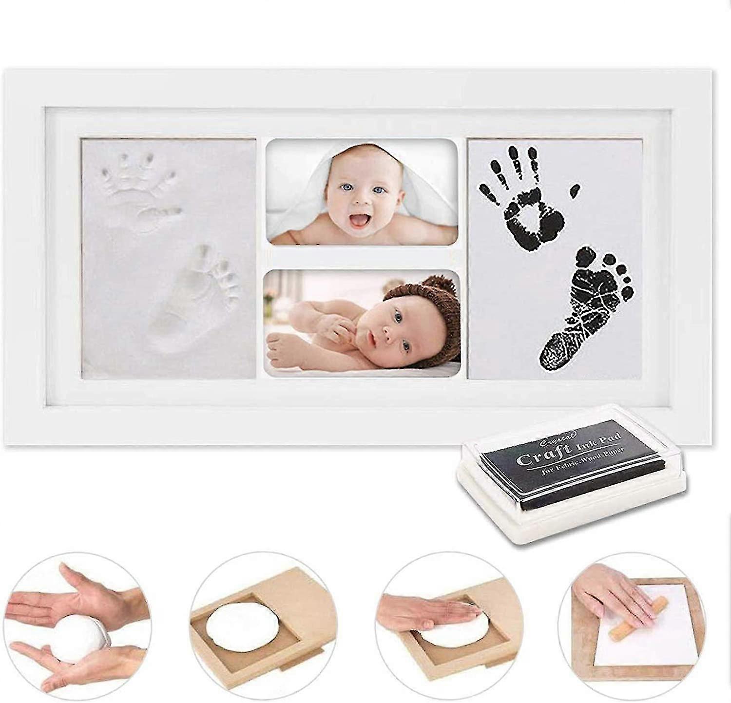 Baby-hand- Und Fußabdruck, Baby-holzbilderrahmen Mit Gipsabdruck Für Babyhand Und -fuß, Abdruckset, Bilderrahmen, Babygeschenk, Besonderes Geschenk