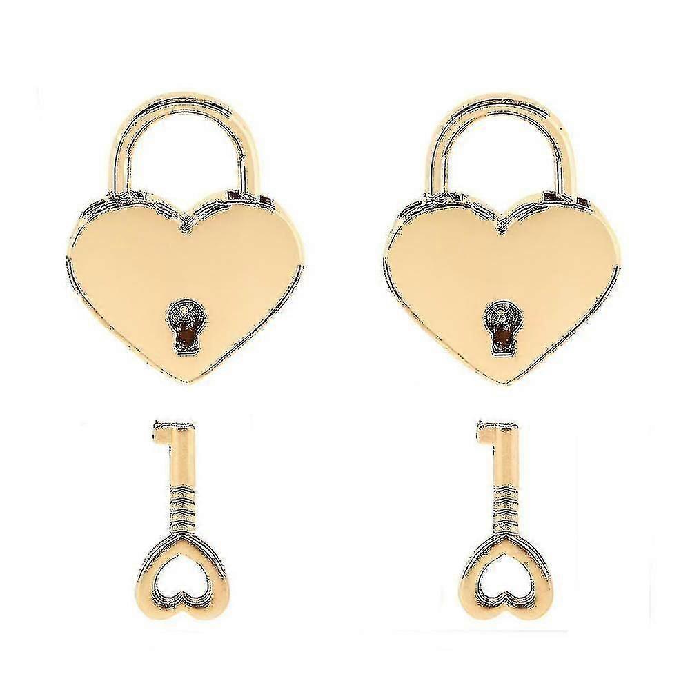 Mini Lock Kleines Herz-vorhängeschloss Aus Metall Mit Schlüssel, 2er-pack, Gold