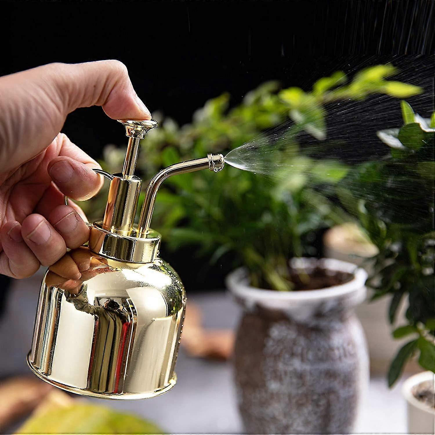 300 Ml Retro-gießkanne, Vintage-edelstahl, Garten-blumen-pflanzen-sprühflasche, Gartentopf-bewässerungsgerät Für Den Gartenbau (gold)