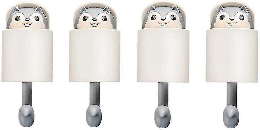 4 Stück Selbstklebende Haken Mit Cartoon-tiermotiven – Schlüsselhaken, Kreative Garderobenhaken, Organizer