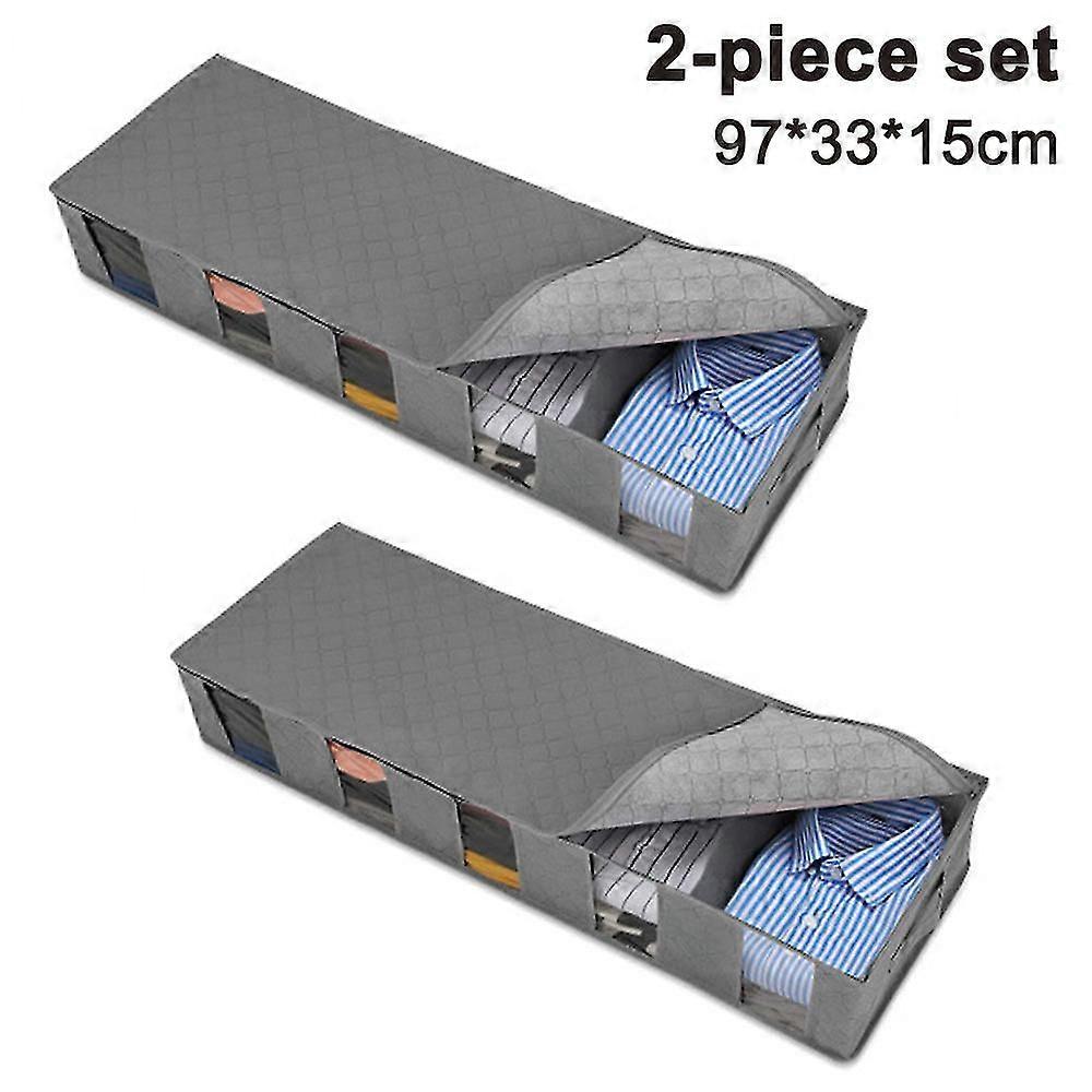 2er-pack Aufbewahrungstaschen, Faltbar, Für Unter Dem Bett, Aus Robustem, Grauem Material