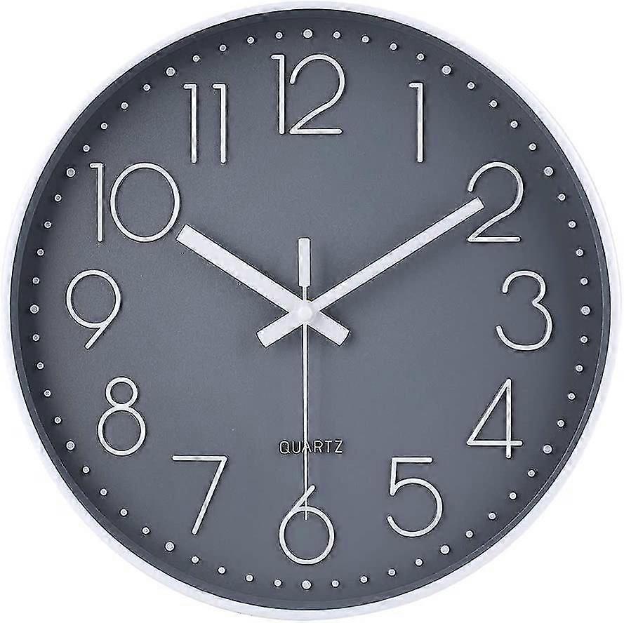 Moderne, Geräuschlose Wanduhr Ohne Ticken, Leise Pendeluhr Für Schlafzimmer, Küche Und Wohnzimmer - Grau - 30 Cm