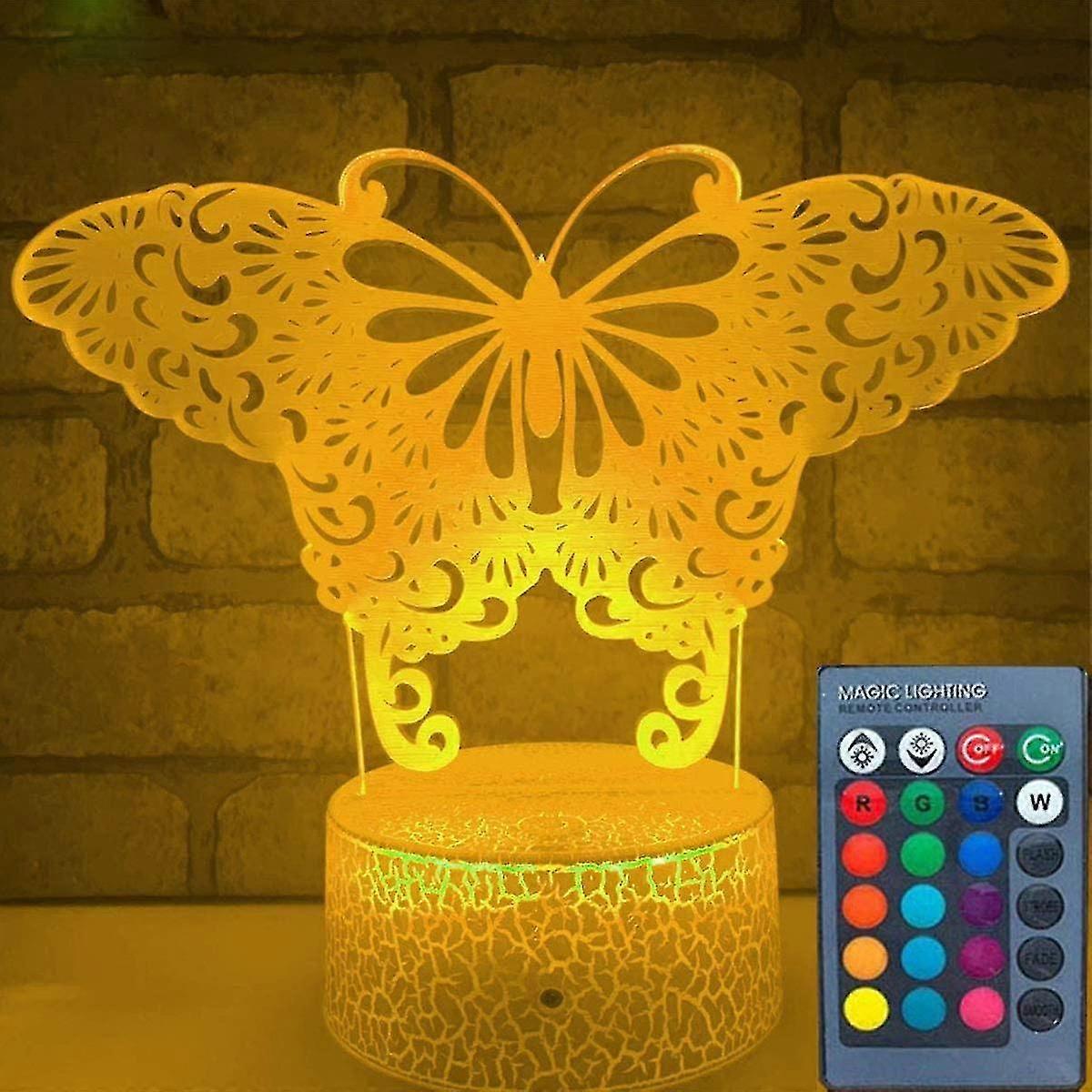 Schmetterlings-nachtlicht Für Kinder, 3d-schmetterlings-nachtlicht Mit Fernbedienung Und Smart-touch-funktion, 7 Farben + 16 Farbwechsel, Das Beste Weihnachts-schmetterlings-nachtlicht