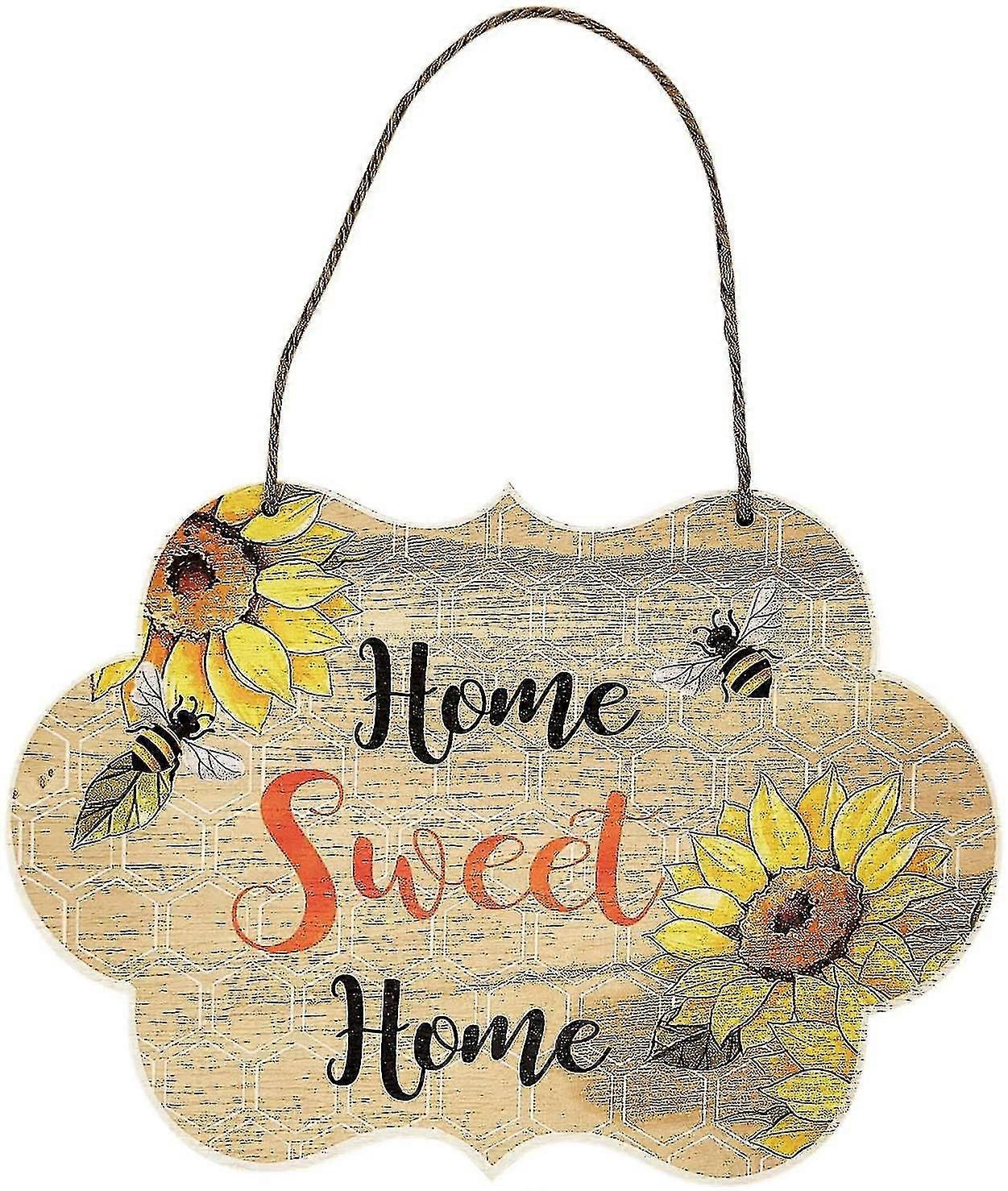 Türschild „süßes Zuhause“ Mit Sonnenblumen Und Bienenmotiv – Geschenkidee Für Haus, Garten, Terrasse Und Hof