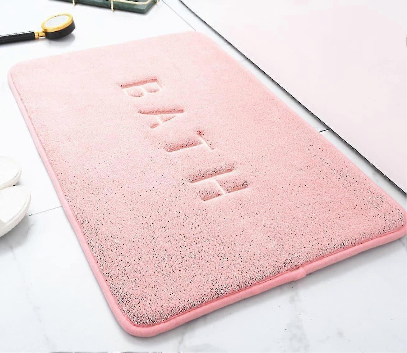 Badematte Aus Memory-schaum, Bestickte Badezimmer-bodenmatte, Rosa, 40 X 60 Cm