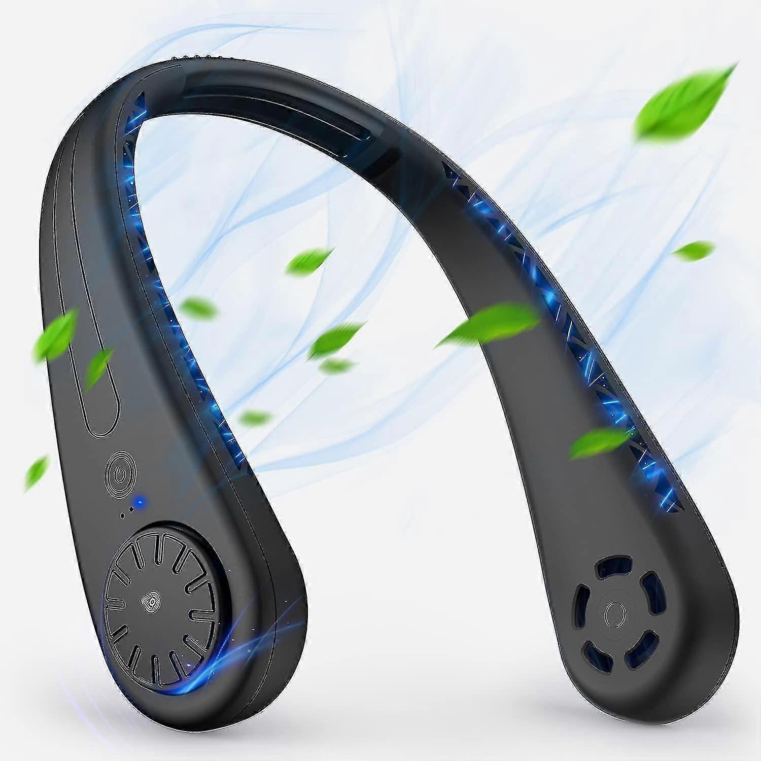 Nackenventilator, Tragbarer Mini-ventilator, Geräuschlos, Freihändig, Usb-anschluss, Kleiner Nackenventilator Mit 360°-luftstrom Für Aktivitäten Im Innen- Und Außenbereich (schwarz)