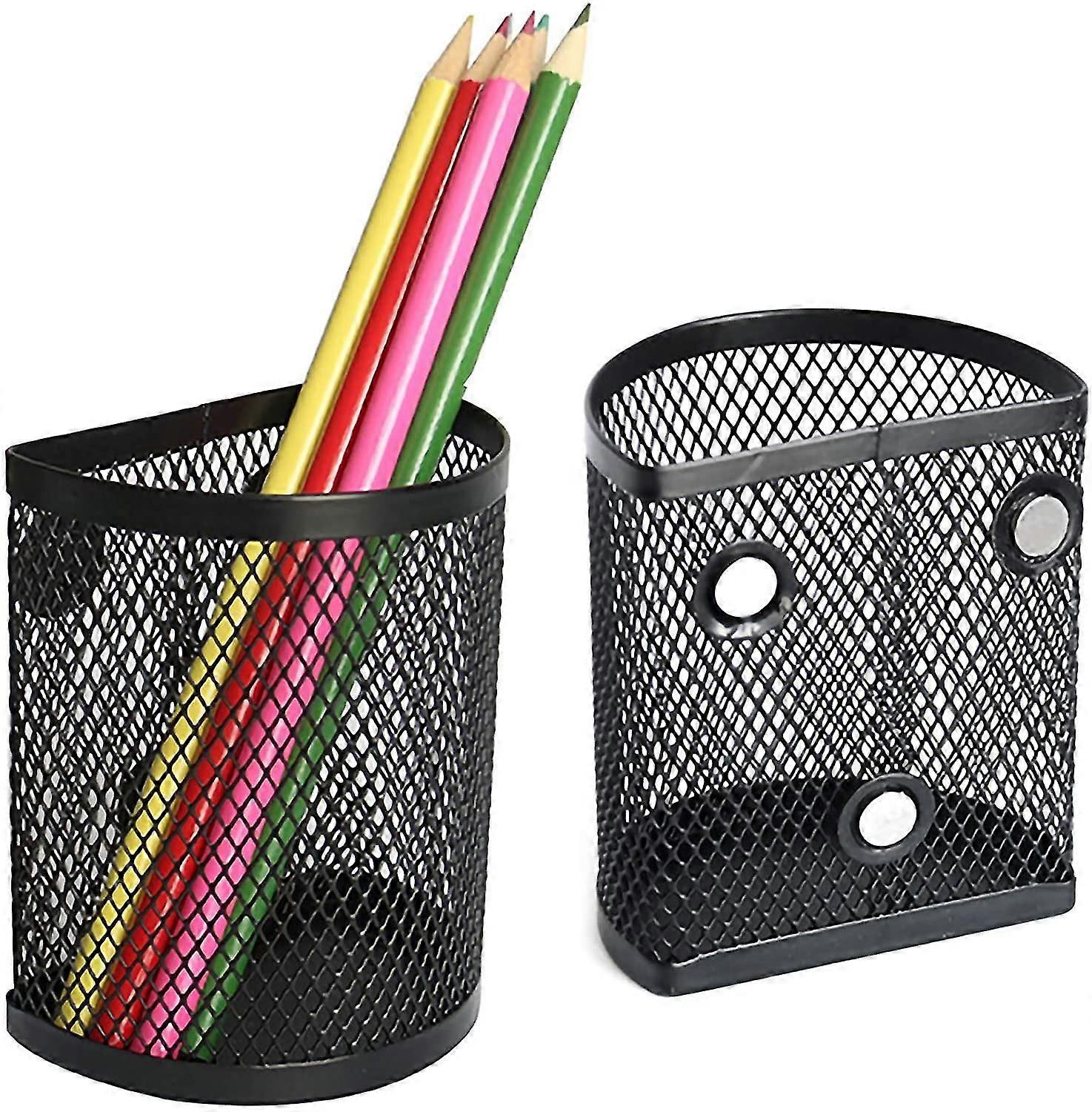 Magnetischer Stiftehalter, 2er-pack, Metallkorb, Schwarz