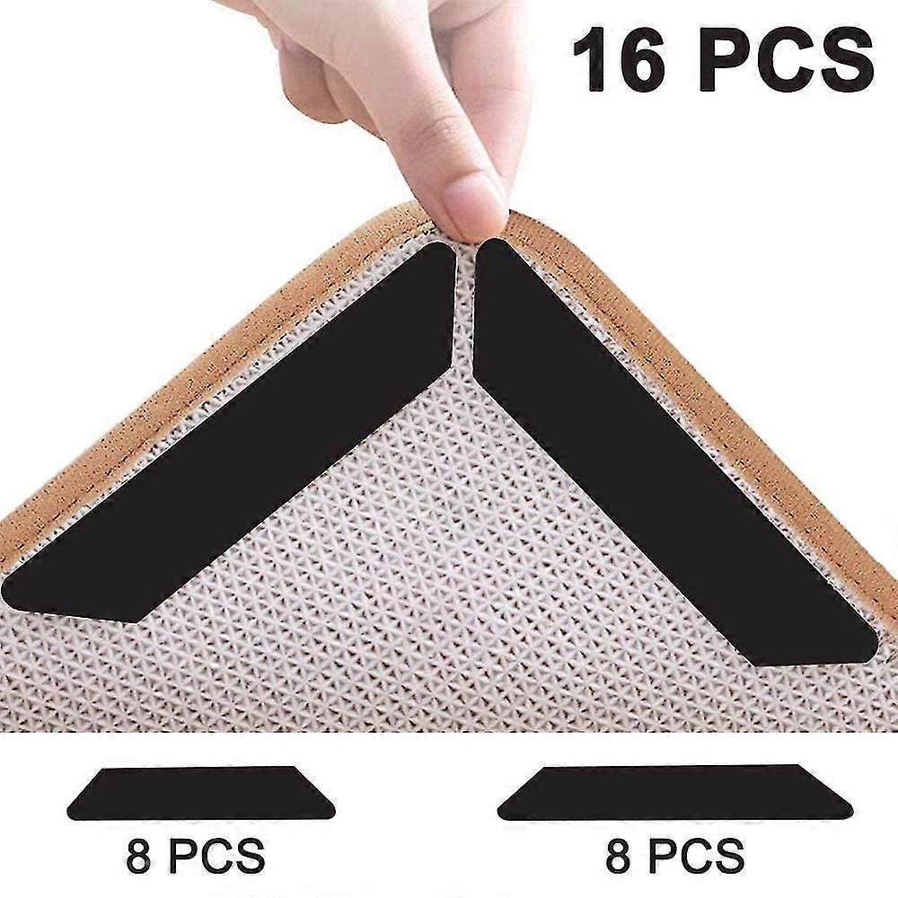 16 Stück Doppelseitige, Waschbare Und Abnehmbare Anti-teppich-pads, Schwarz